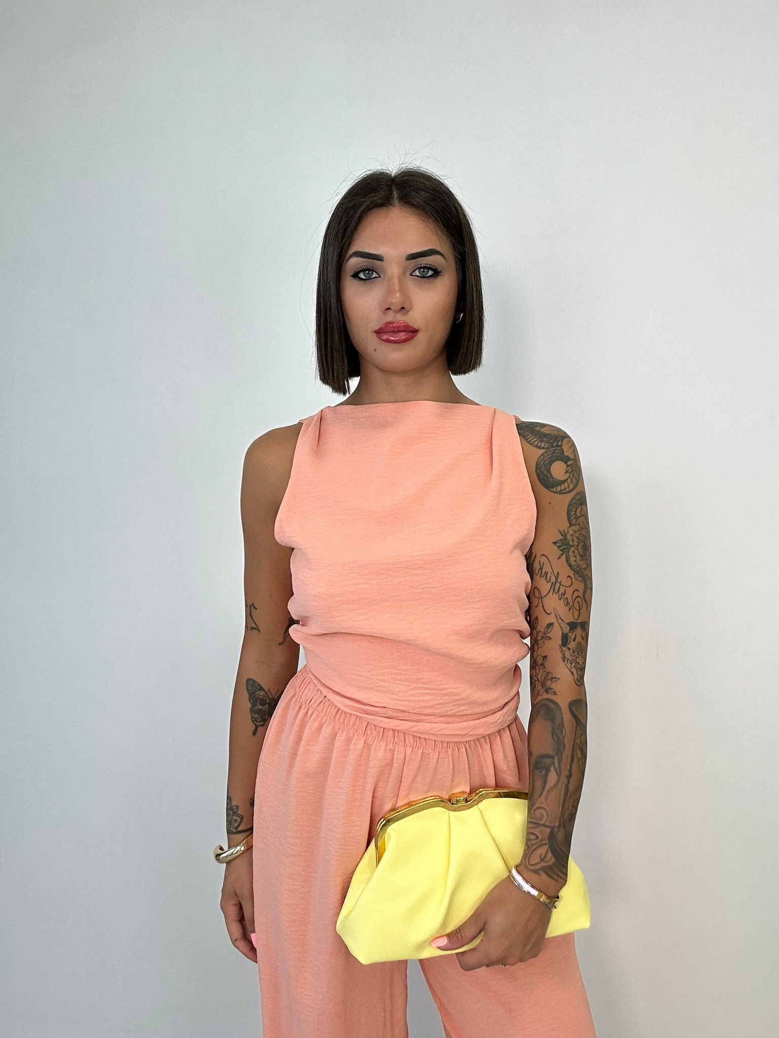 Coordinato Simona (Top + Pantalone) Pesca