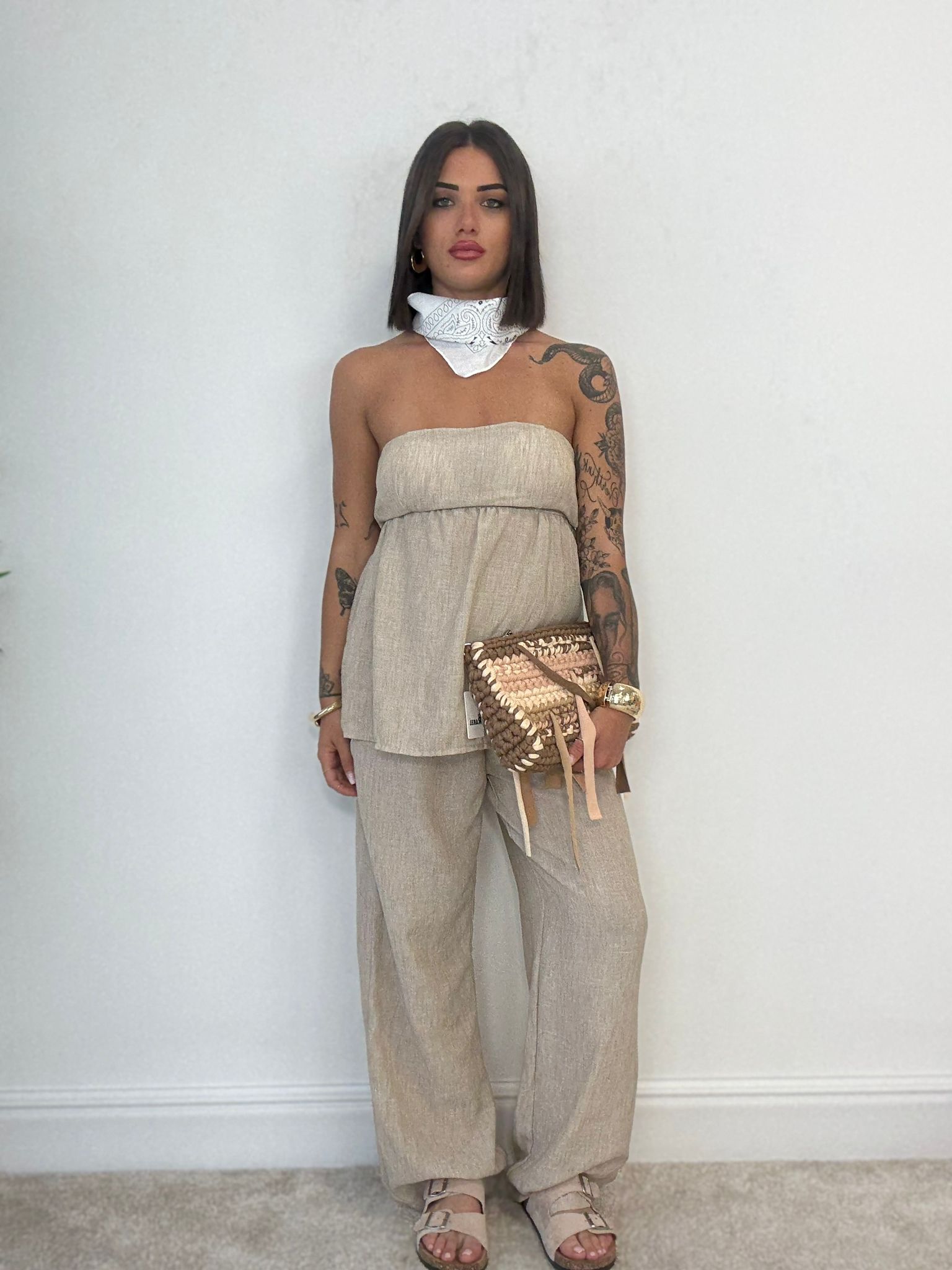 Coordinato Tolosa (Top + Pantalone) Beige