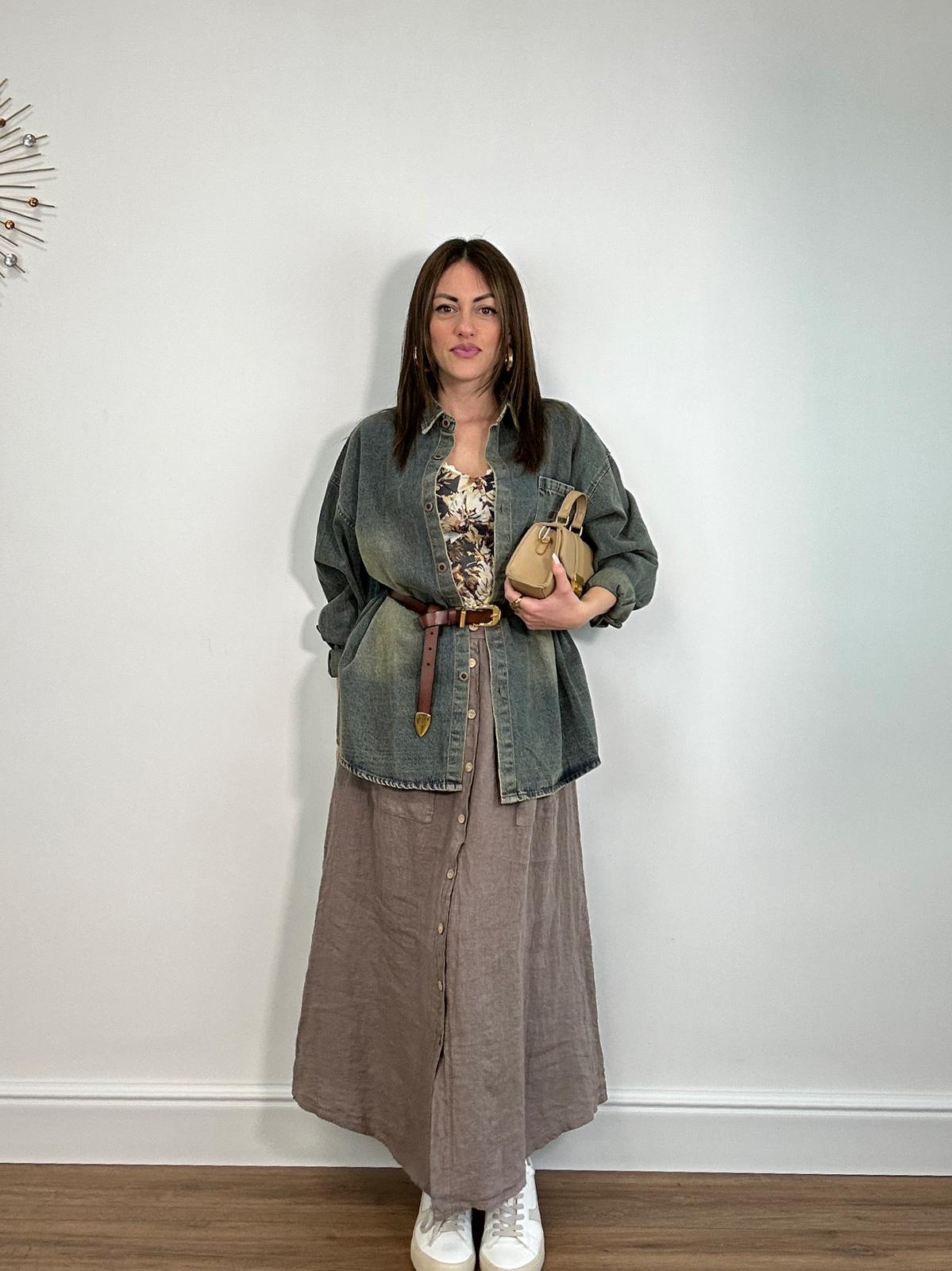 Gonna in Lino 25223 - Fango