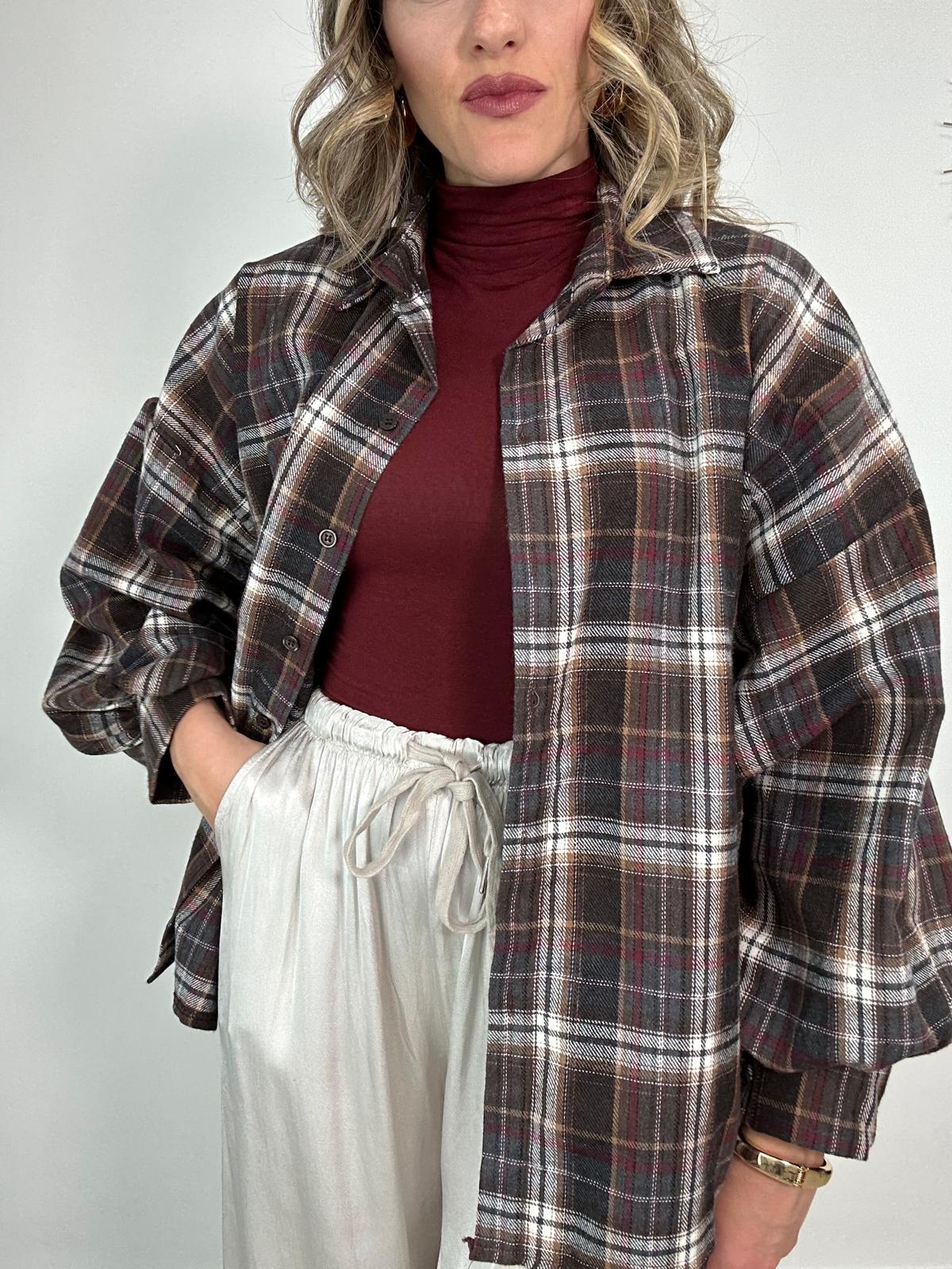 Camicia 24616 - Marrone e Bordeaux