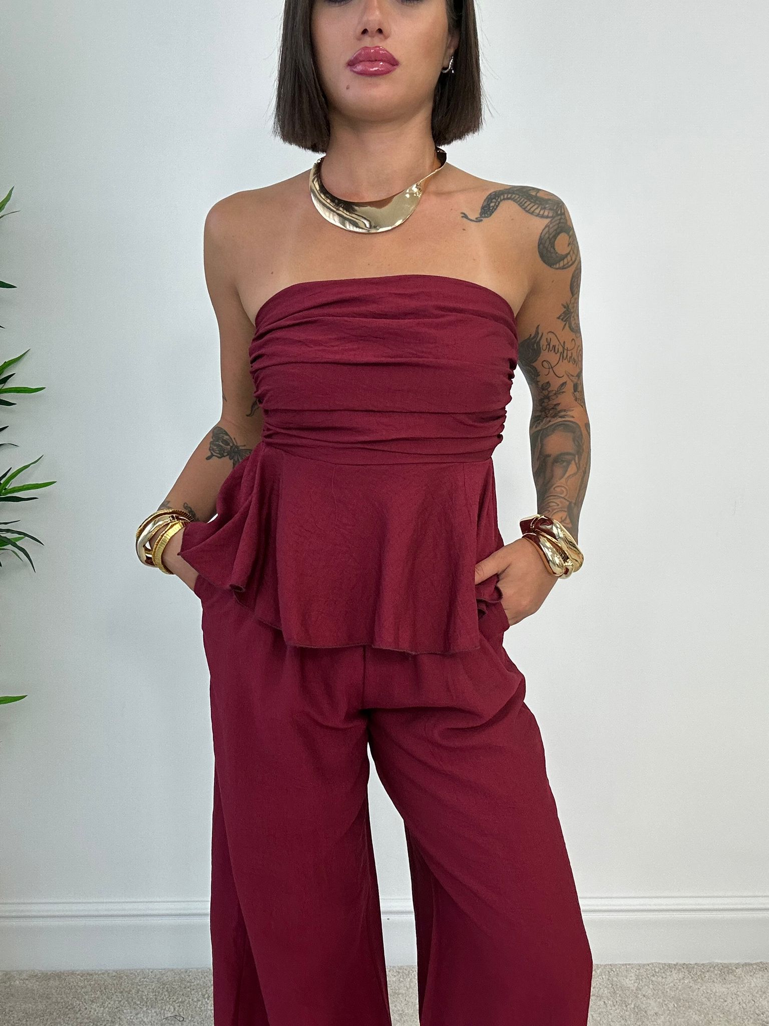 Coordinato Minorca (Top + Pantalone) Bordeaux