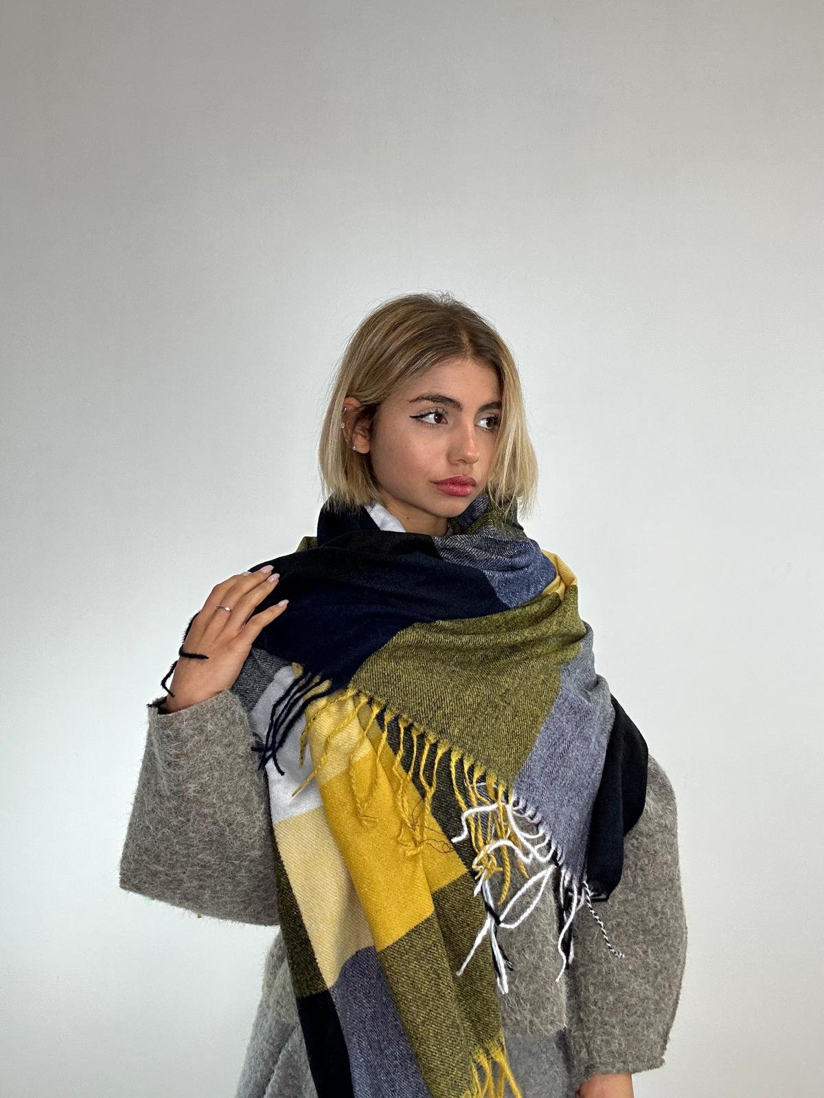 Sciarpa con frange - Giallo e Blu