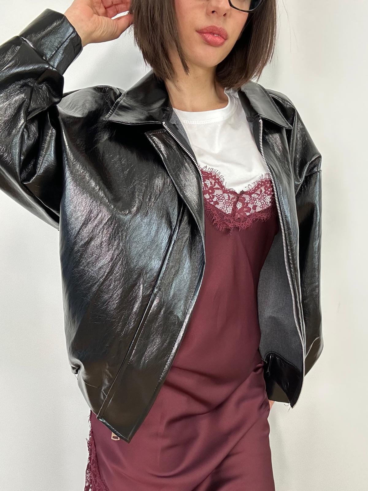 Giacca effetto pelle lucido 5911 - Nero