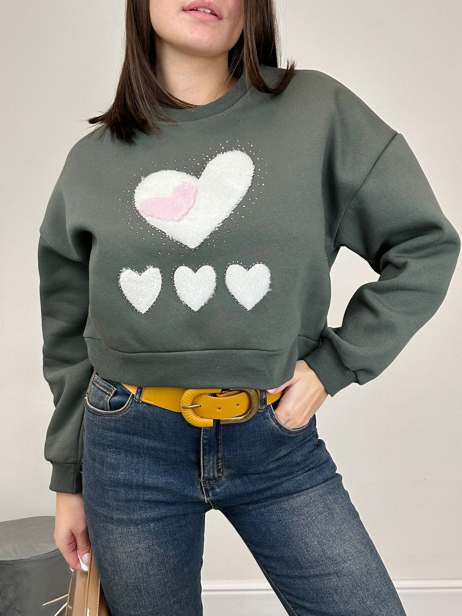 Felpa Cuoricini - Verde