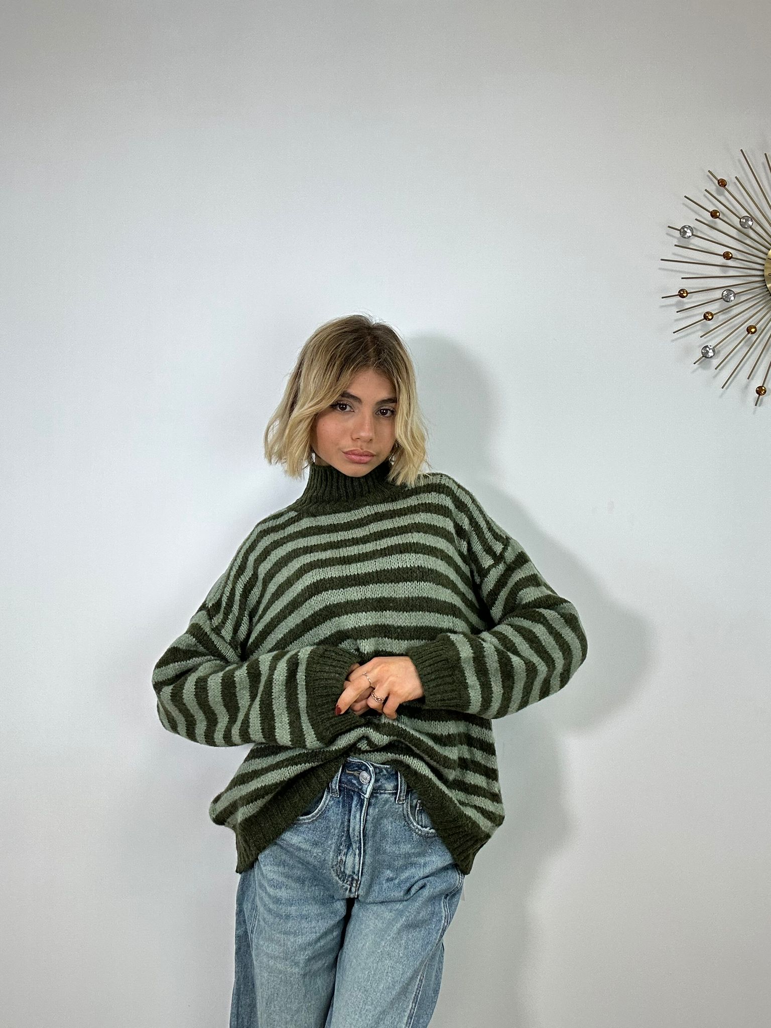 Maglione a righe 3314 - Verde