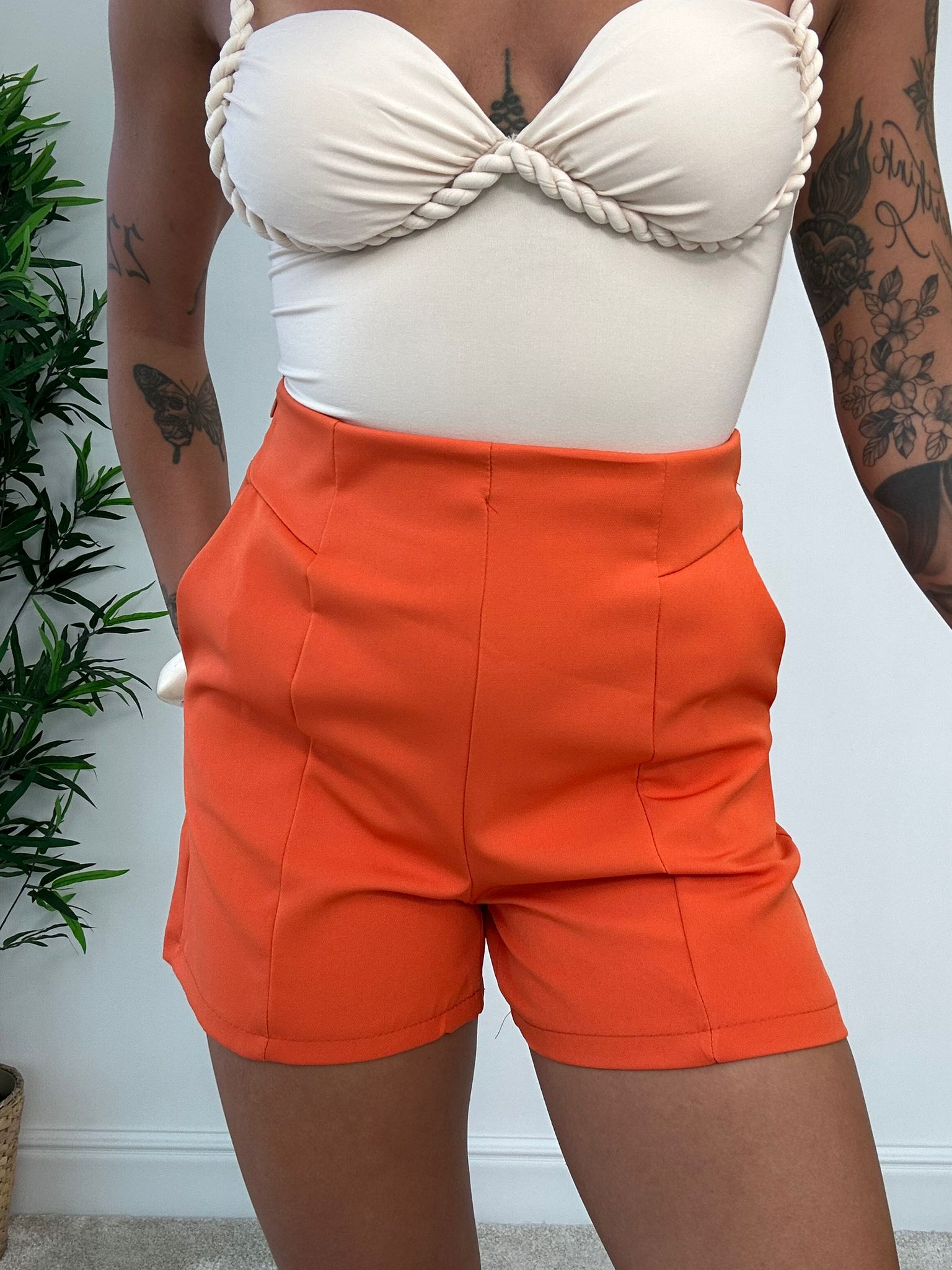 Pantaloncino con cerniera - Arancione