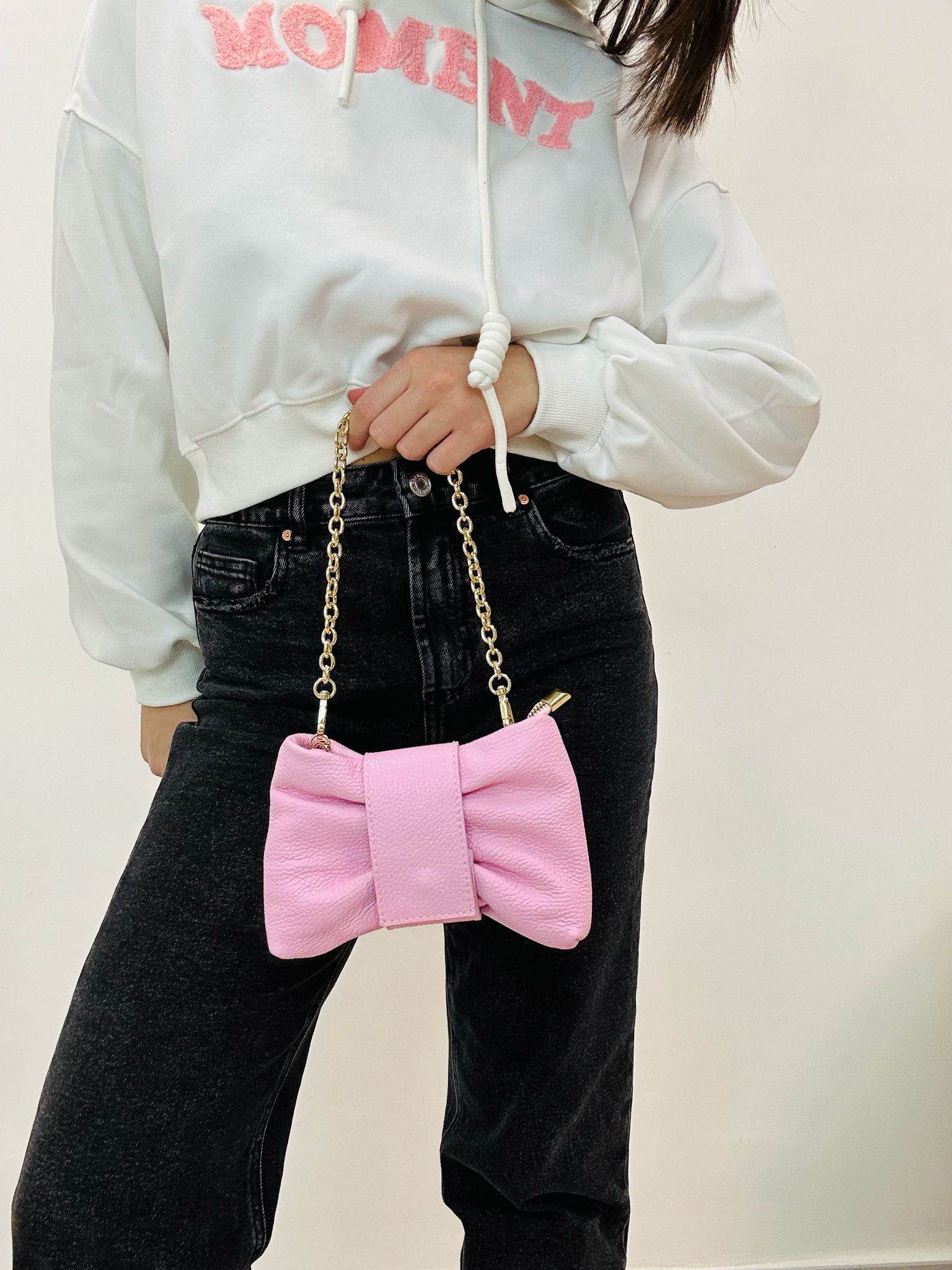 Sac Demi en Cuir Véritable - Rose - BR237