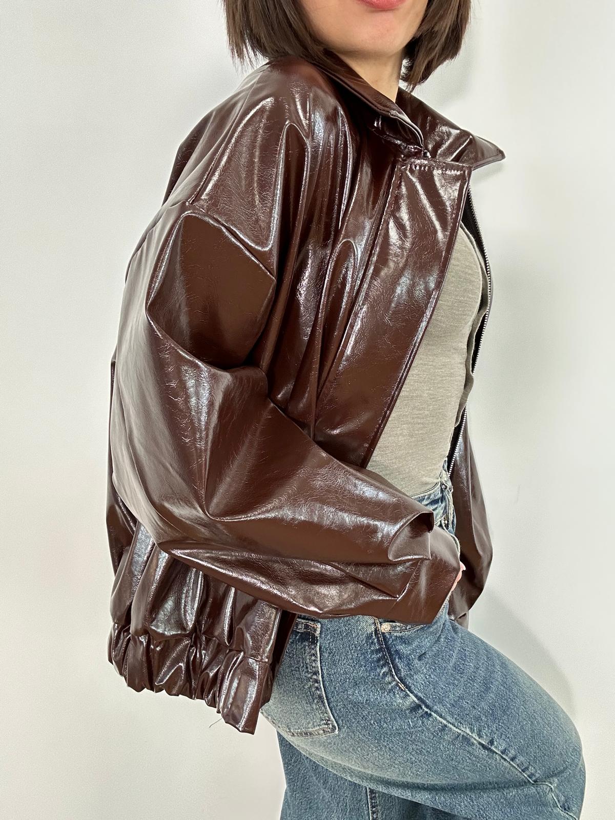 Giacca effetto pelle lucido 5911 - Marrone