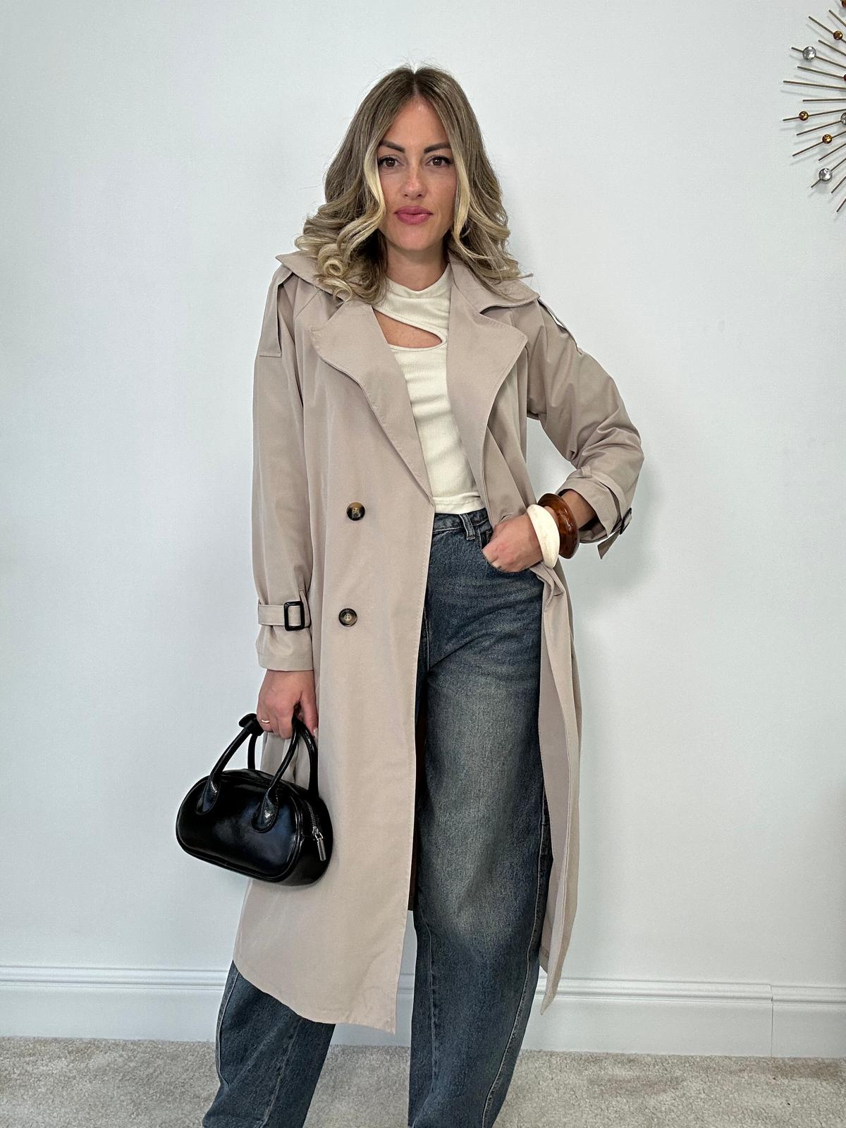 Trench con cintura - Beige Chiaro