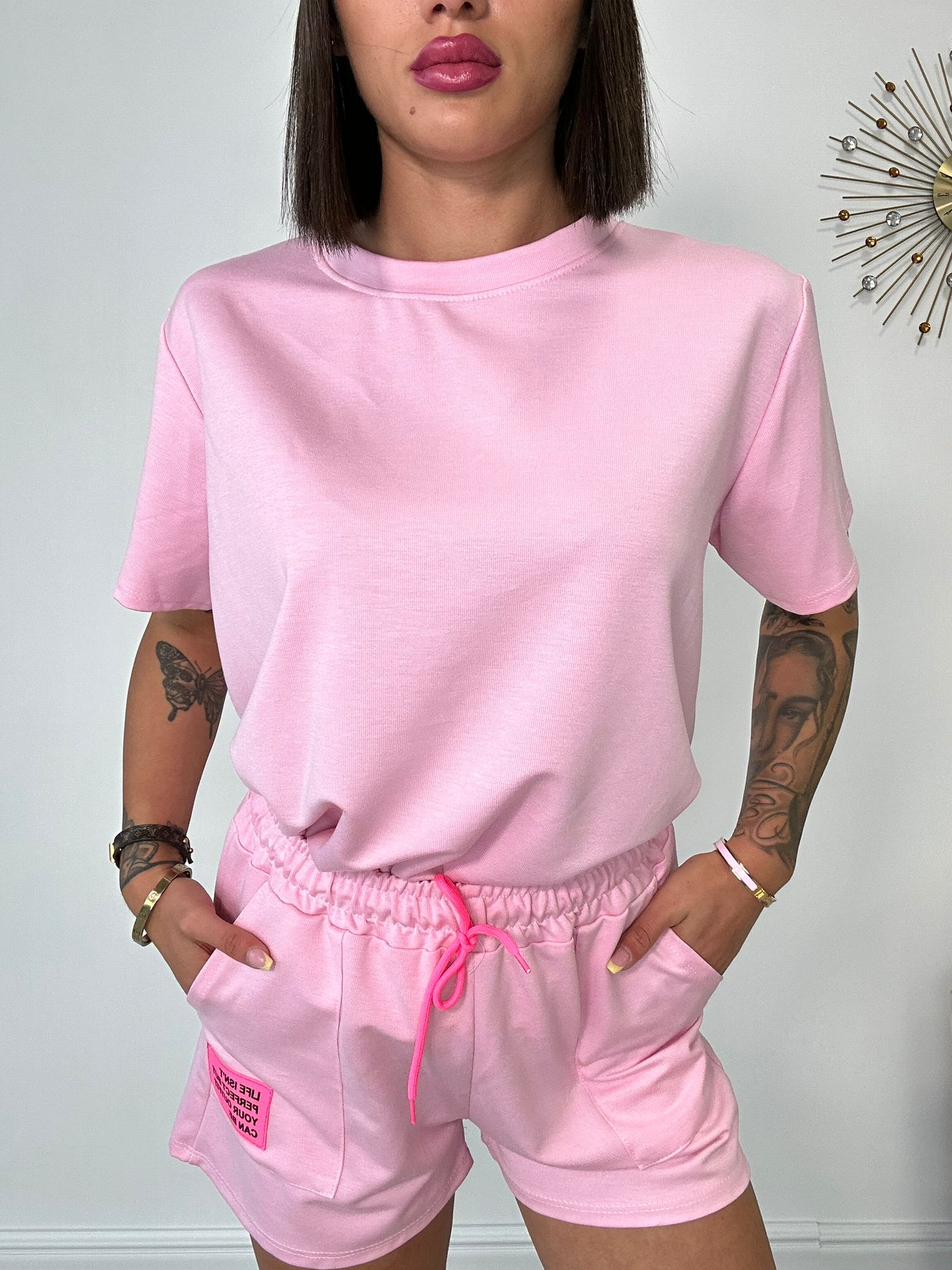 Coordinato sportivo ( Pantaloncino + T-Shirt ) - Rosa