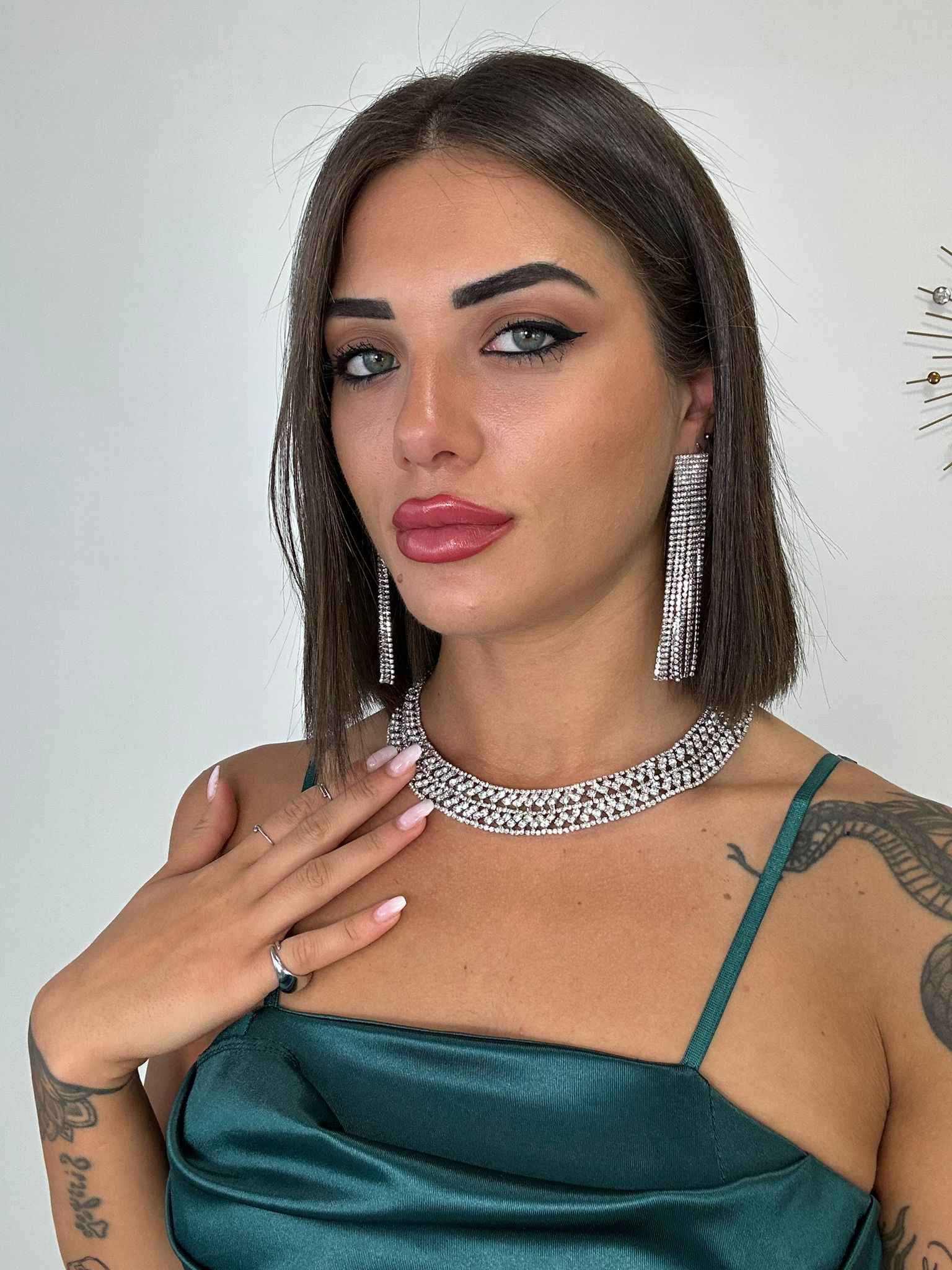 Strass Choker Halskette - Silber