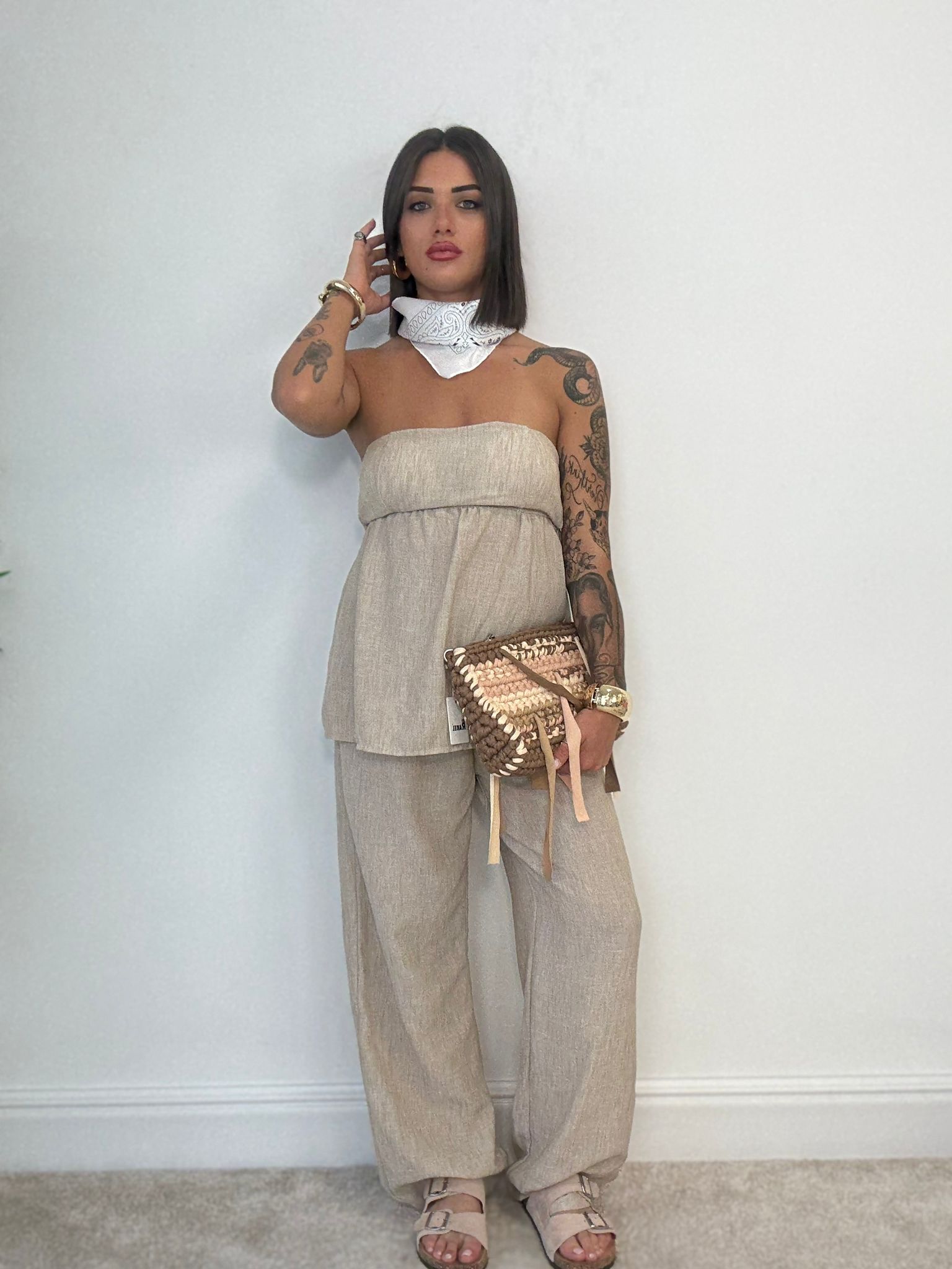 Coordinato Tolosa (Top + Pantalone) Beige