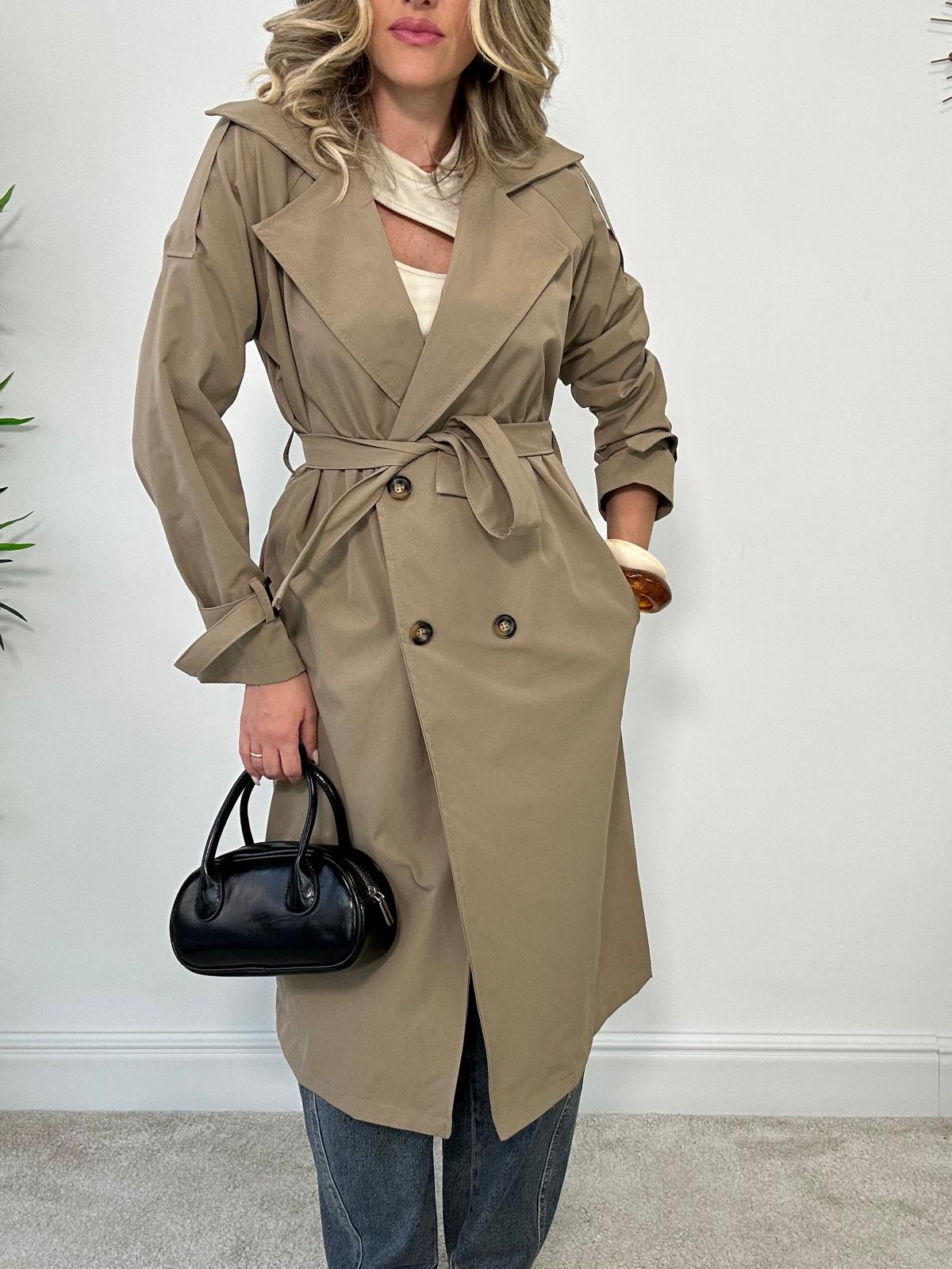 Trench con cintura - Beige Scuro