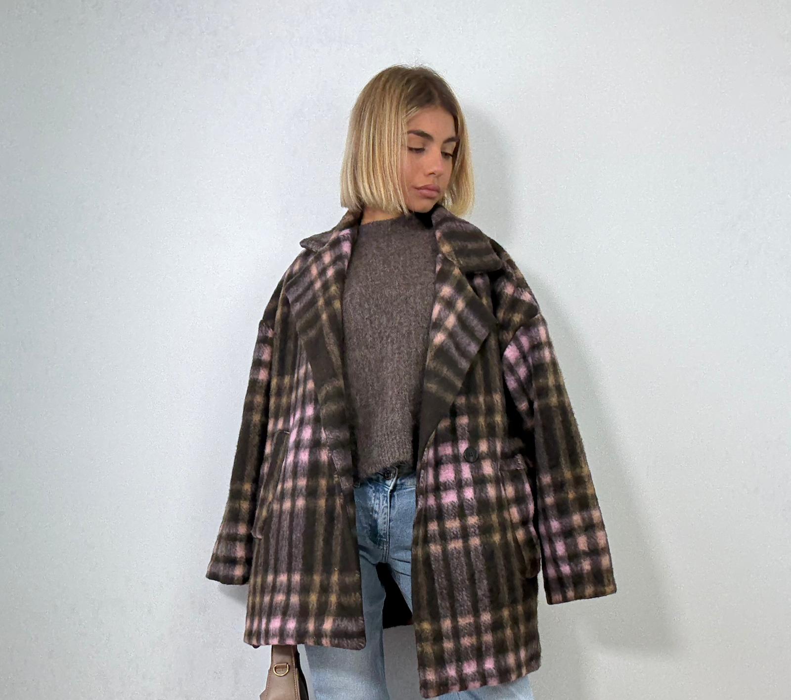 Giacca a Cappotto 25788 - Marrone e Rosa