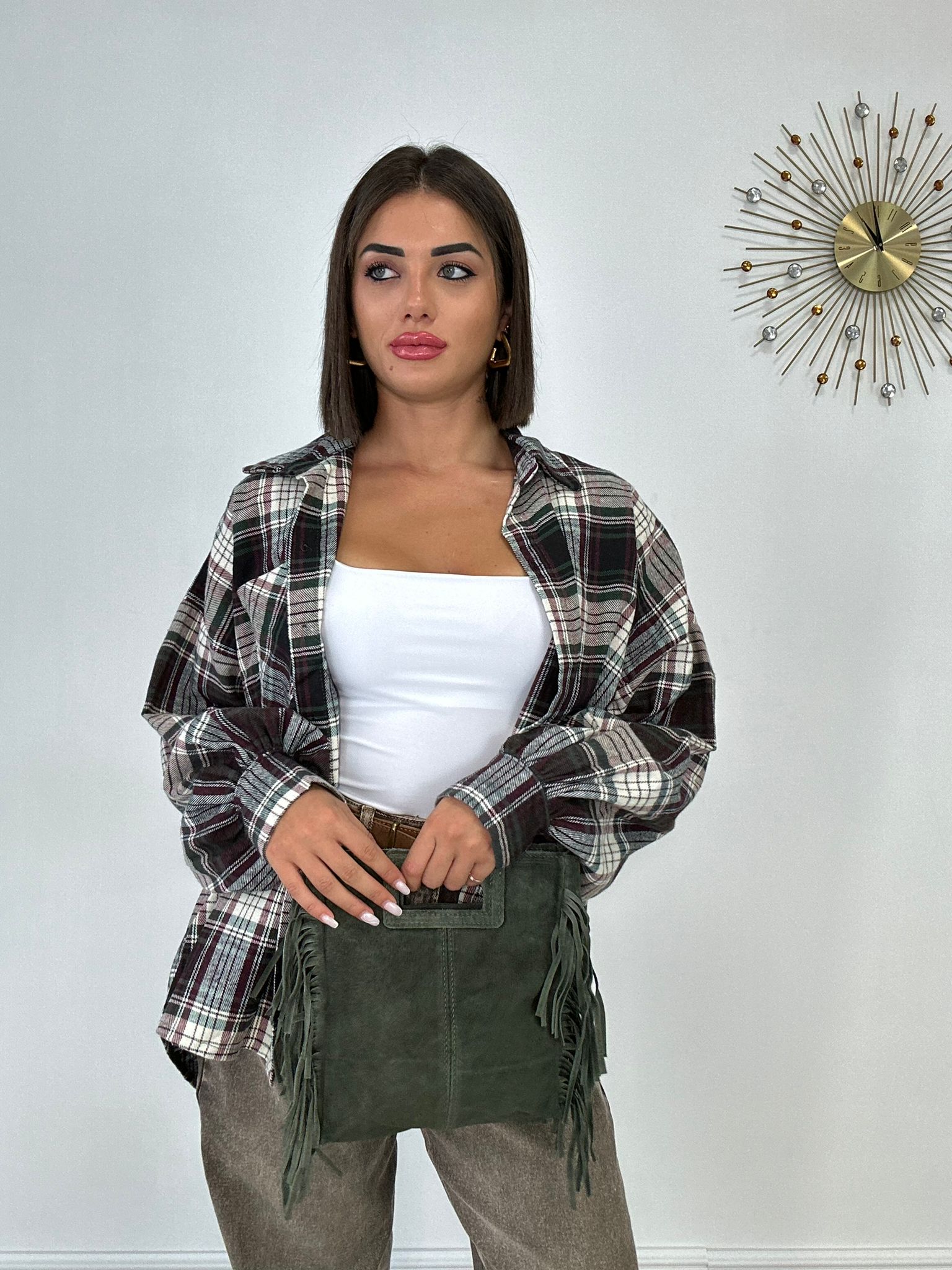 Camicia 24616 - Marrone e Verde
