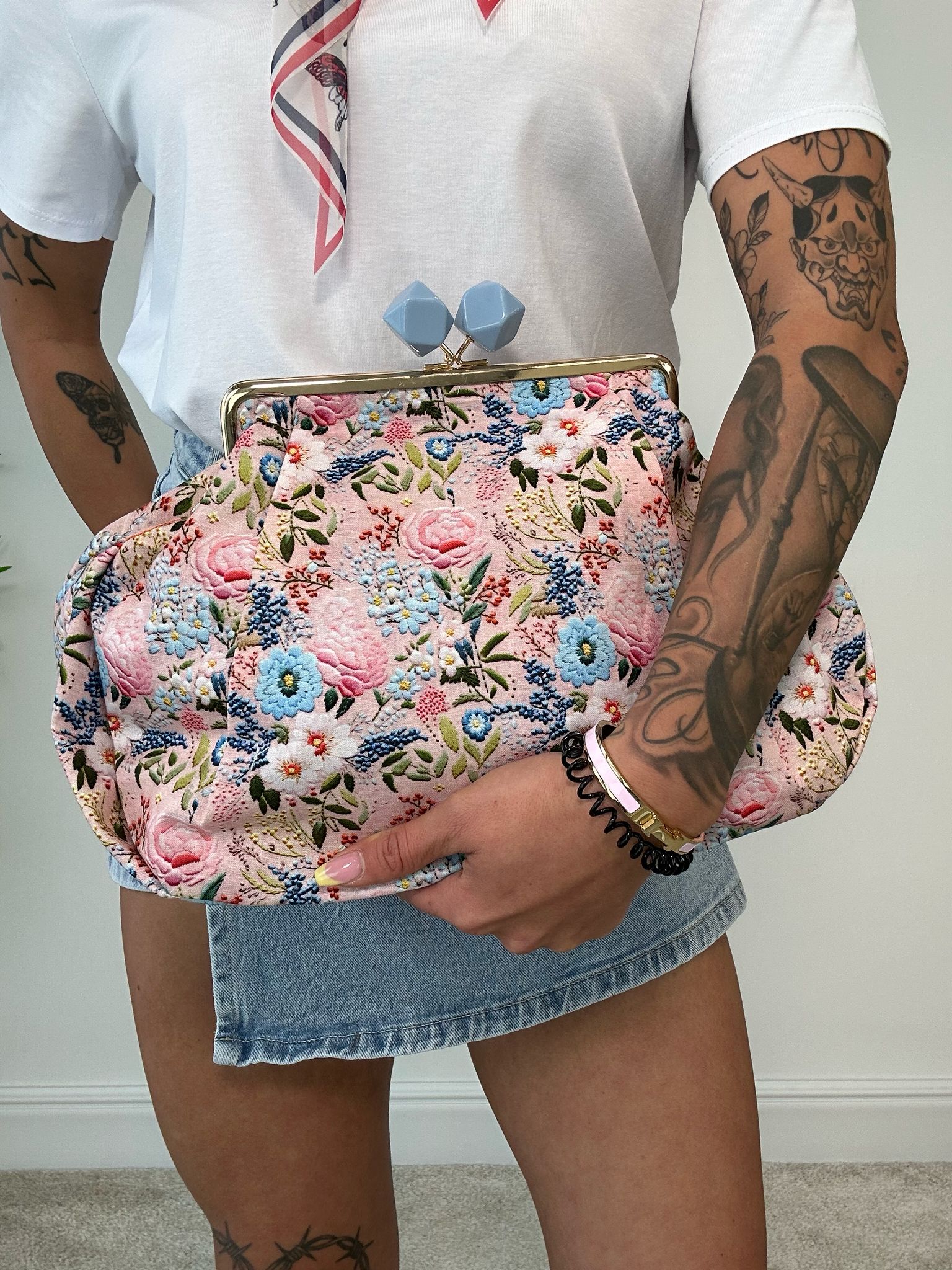 Borsa Estia - Fiori Celeste e Rosa