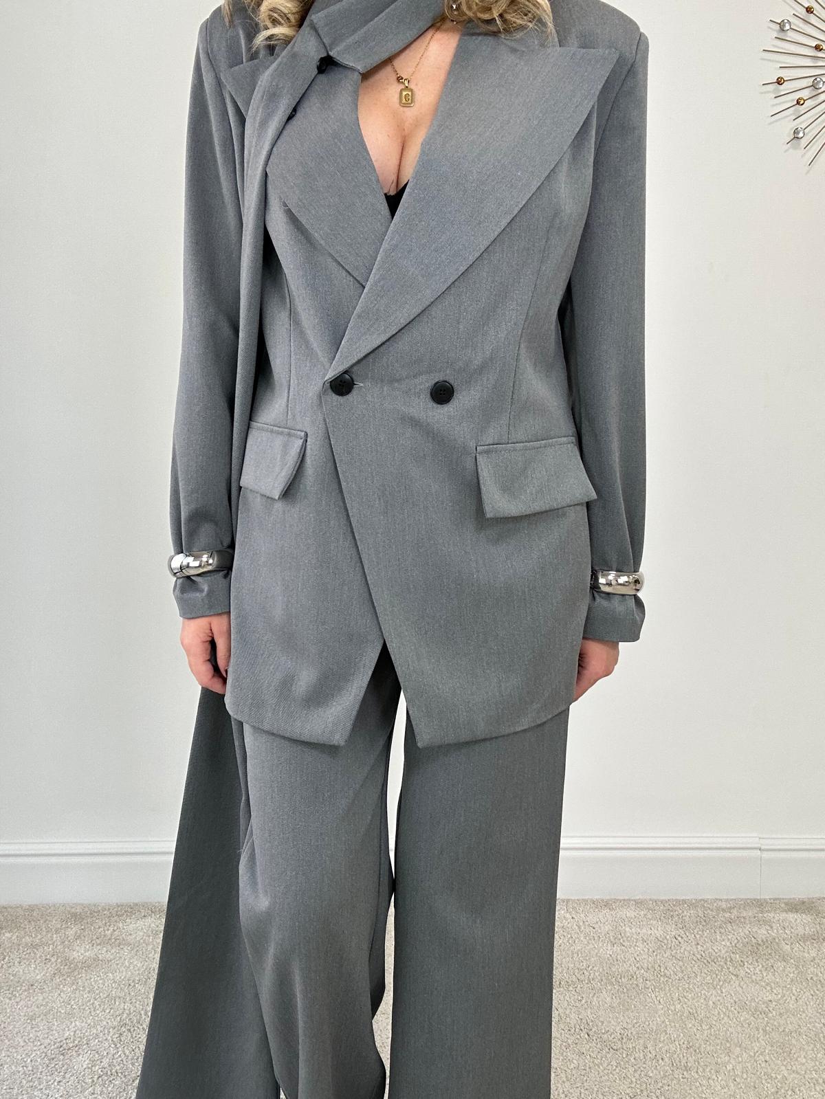 Tailleur 2612 (Blazer con foulard + Pantalone) Grigio