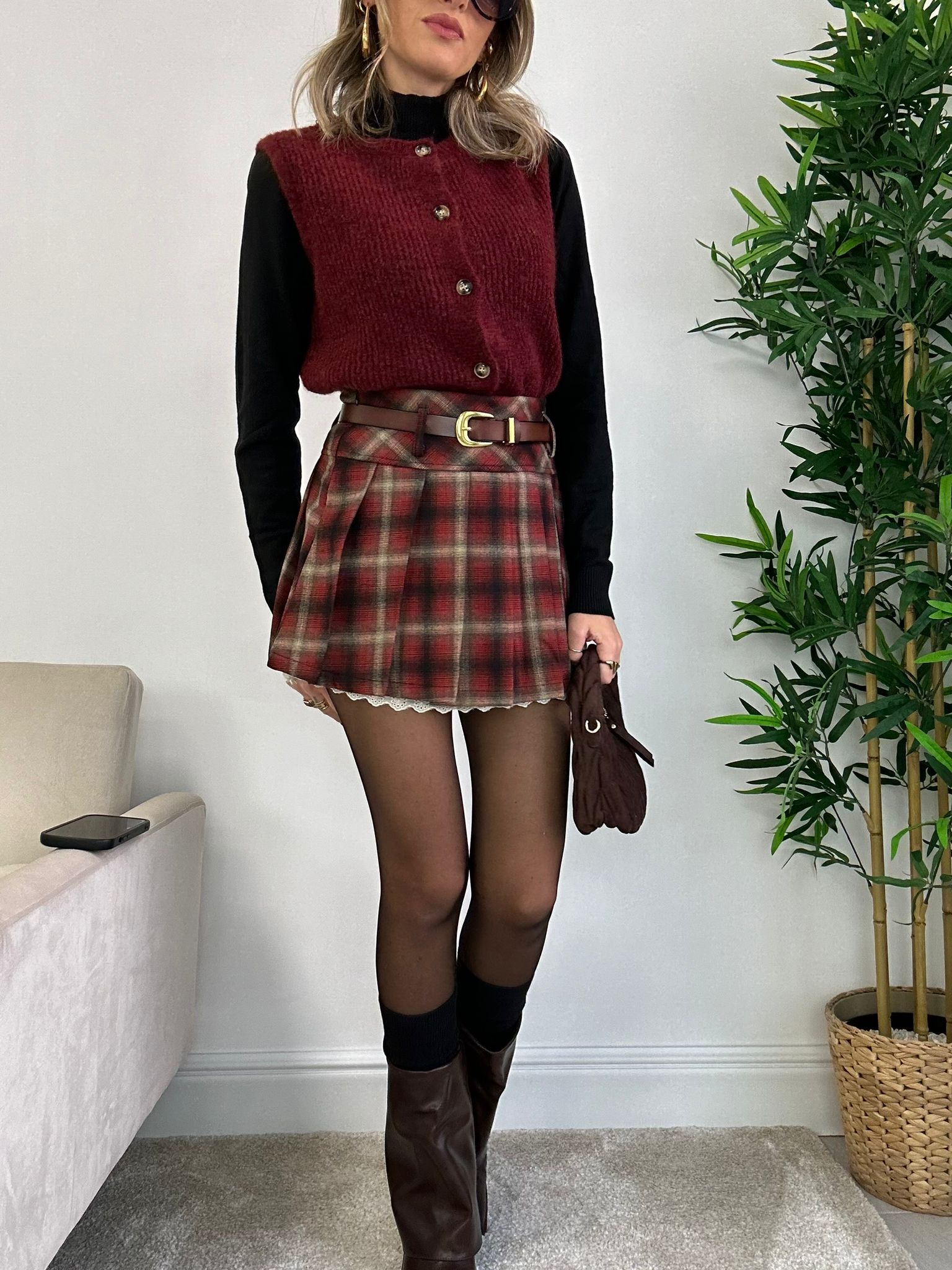 Jupe courte Bruna - Bordeaux DISPONIBLE L