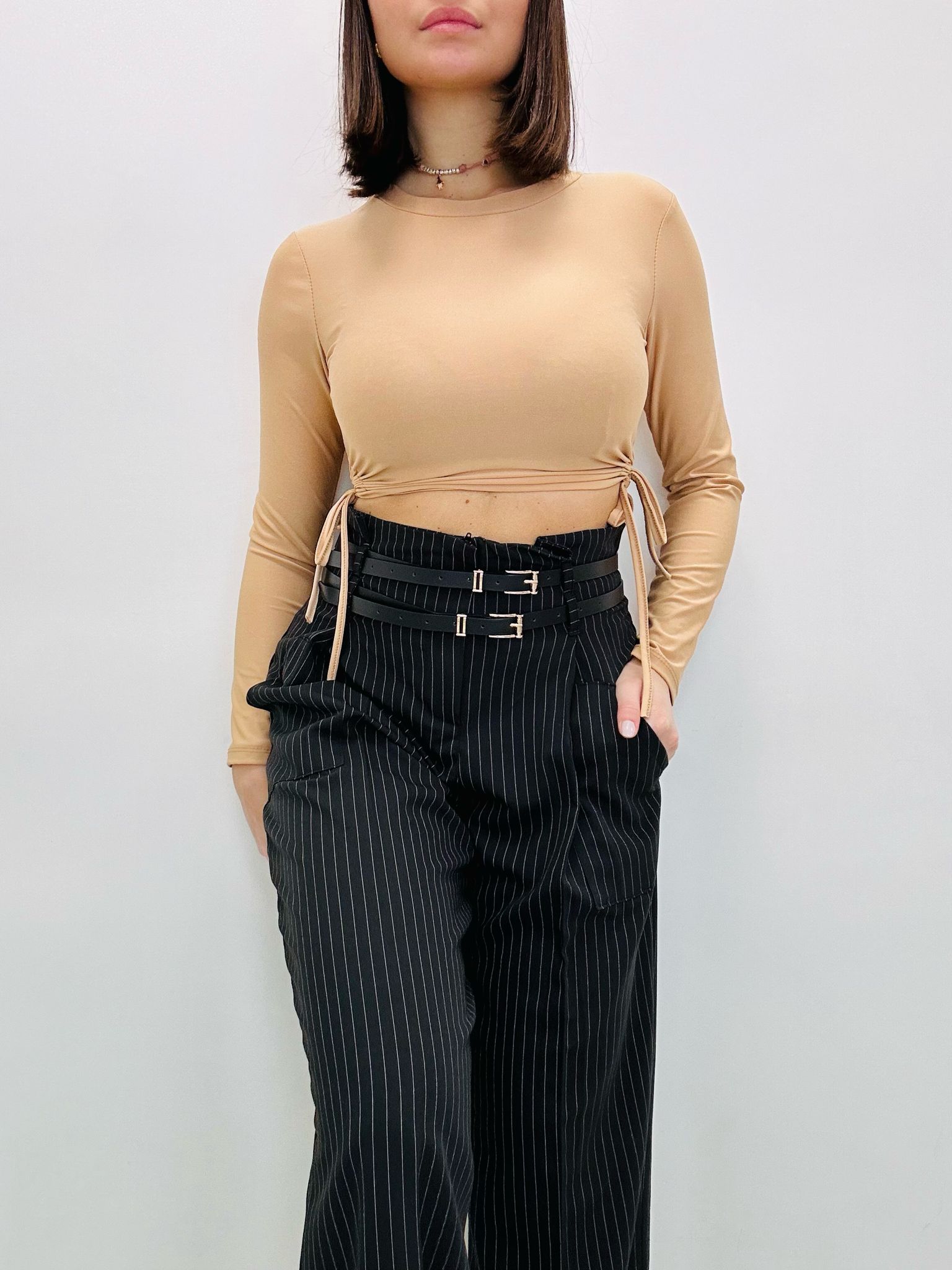 Elettra Crop Pullover – Nude – FR4293