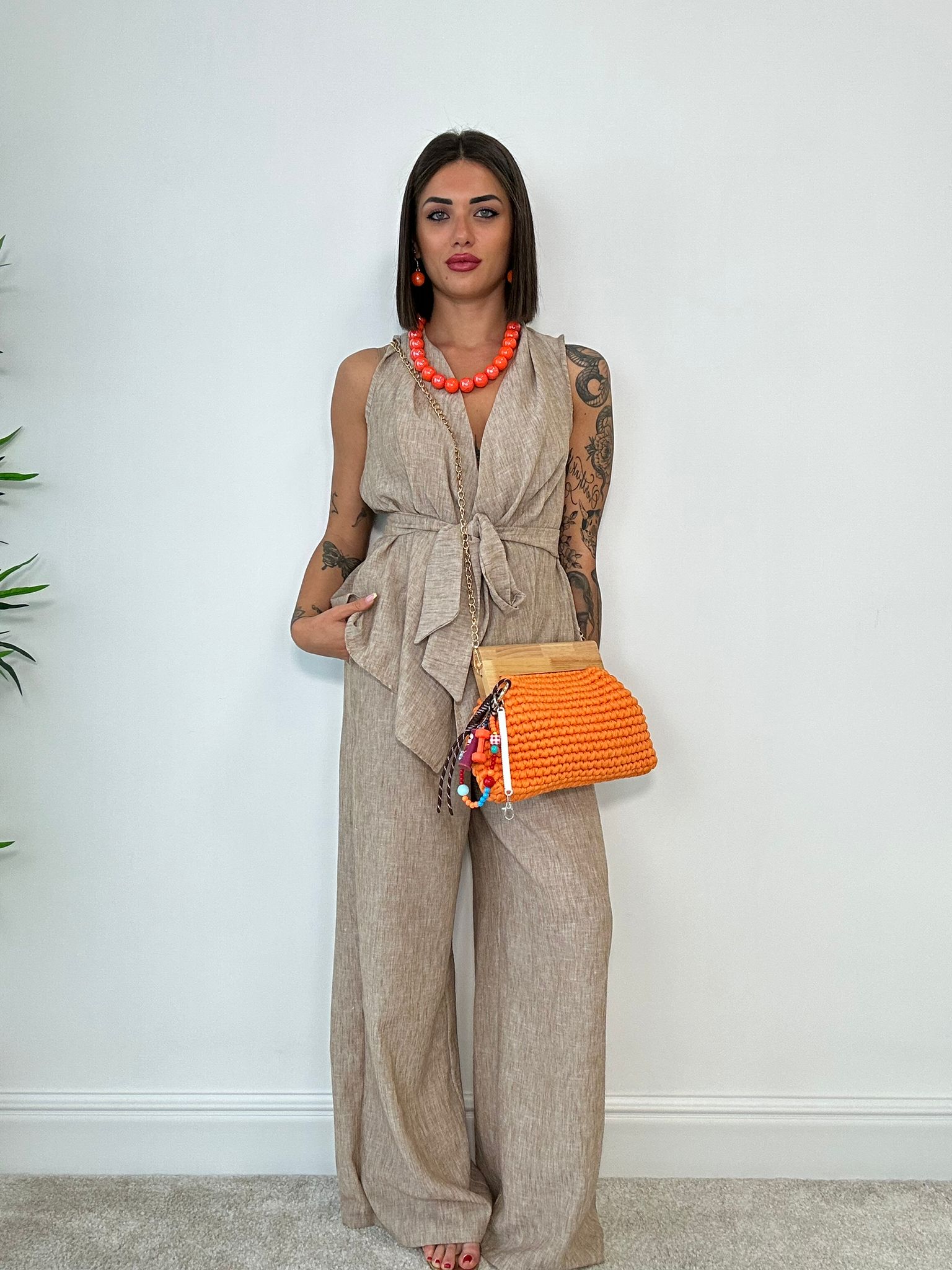 Coordinato Rio (Giacca smanicata + Pantalone) Fango