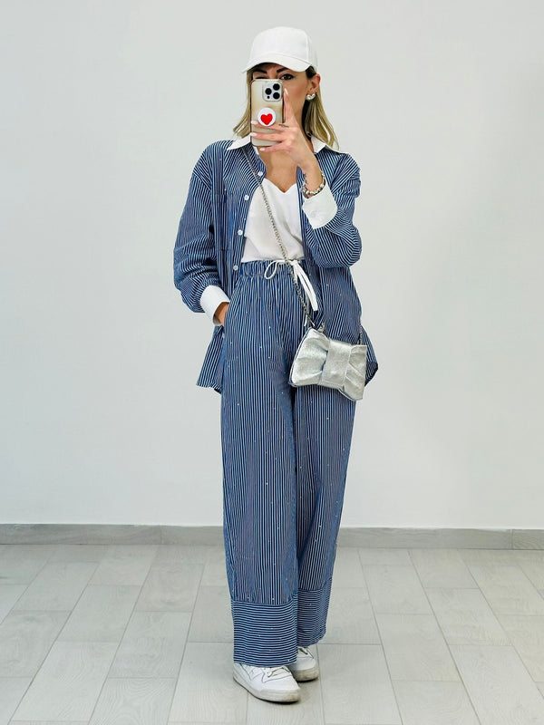 Coordinato Gioiello (Camicia + Pantalone) Blu