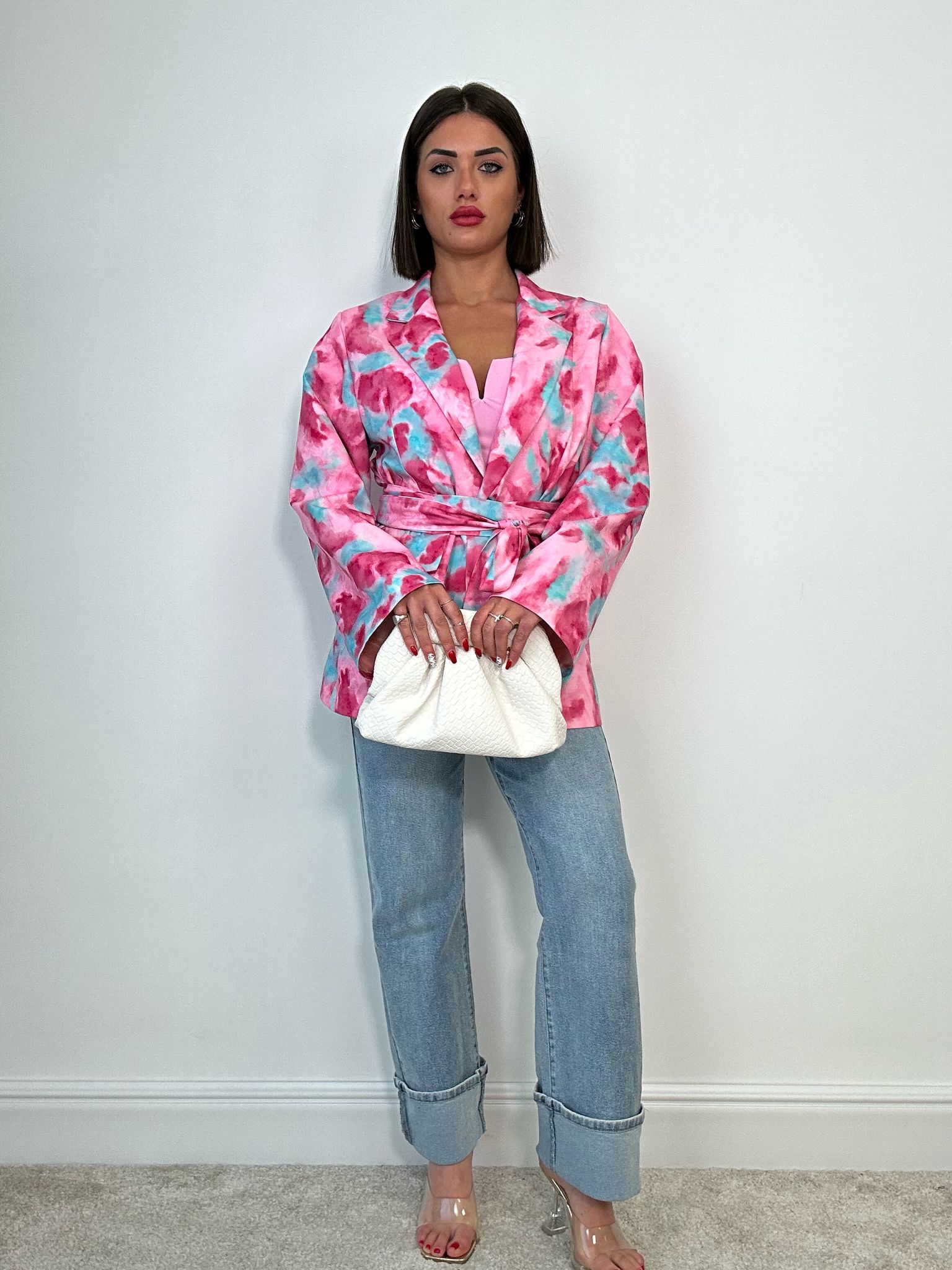 Blazer Fantasia Astratta - Celeste e Rosa