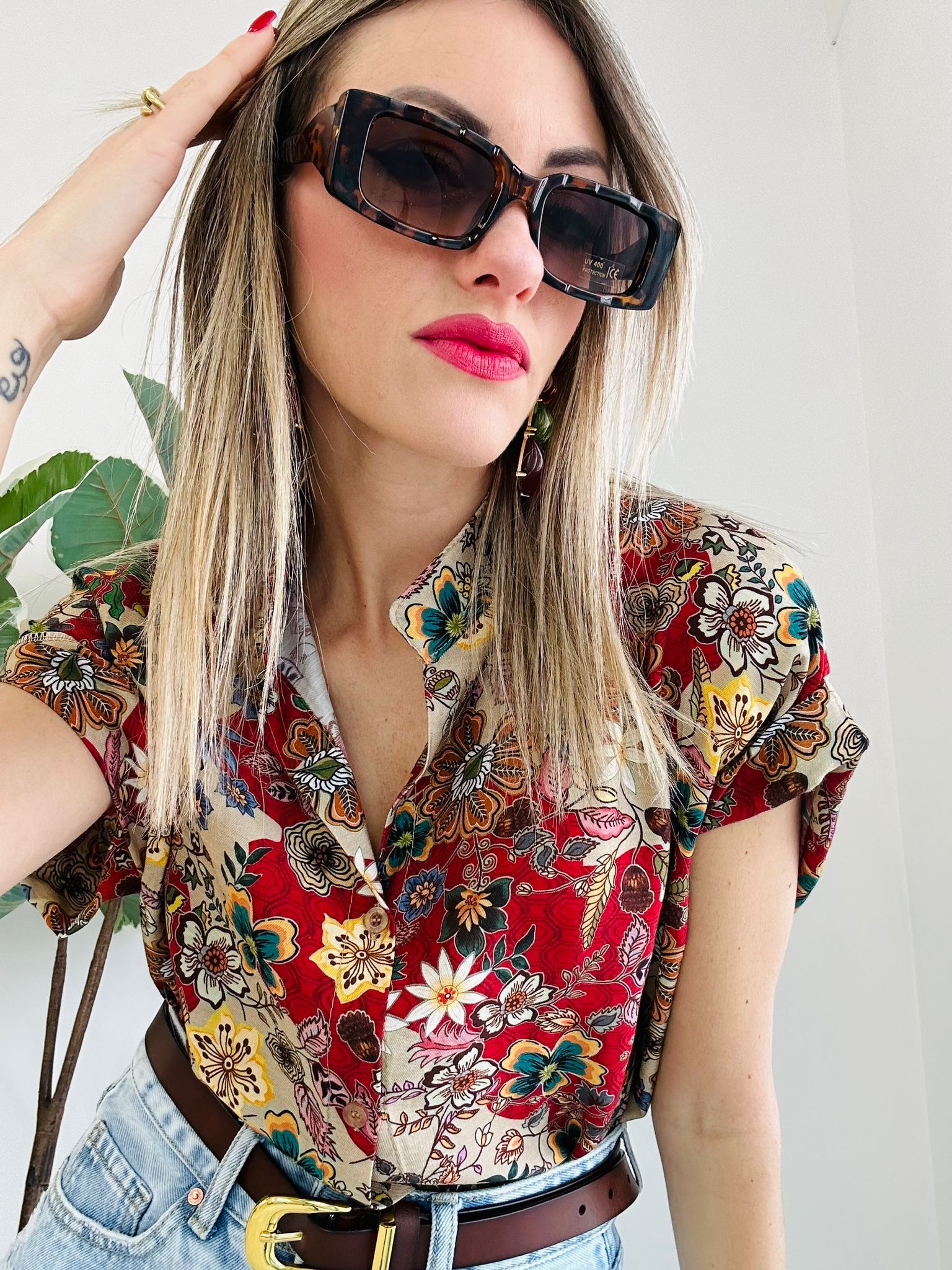 Rechteckige Sonnenbrille – Animalier