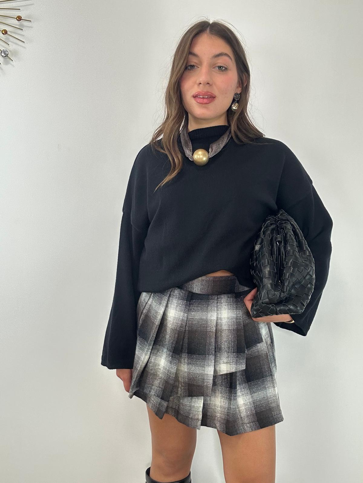 Gonna a quadri 25755 - Bianco e Nero