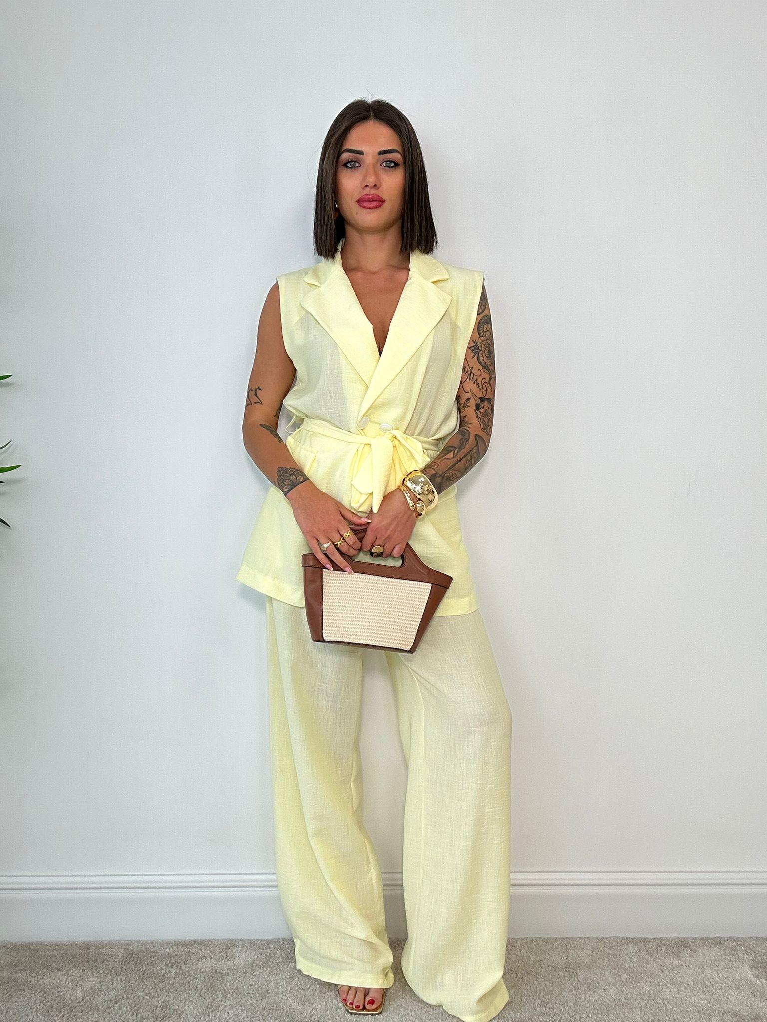 Coordinato Kyoto (Blazer Smanicato + Pantalone) Giallo