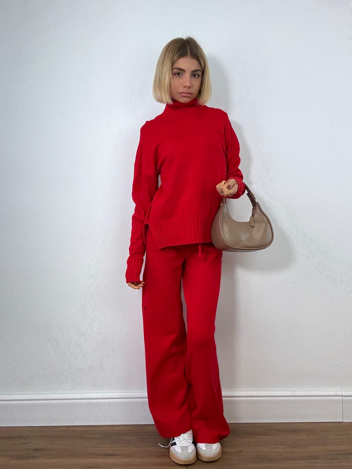 Coordinato AL016B (Maglione + Pantalone) Rosso