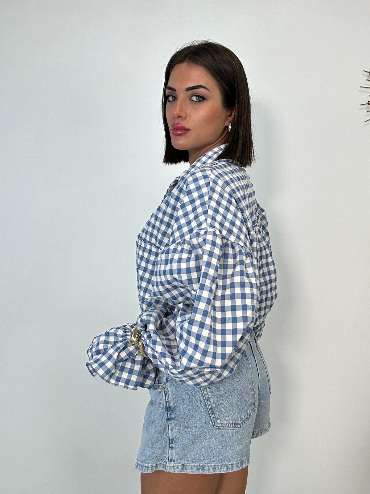 Camicia a quadri - Celeste
