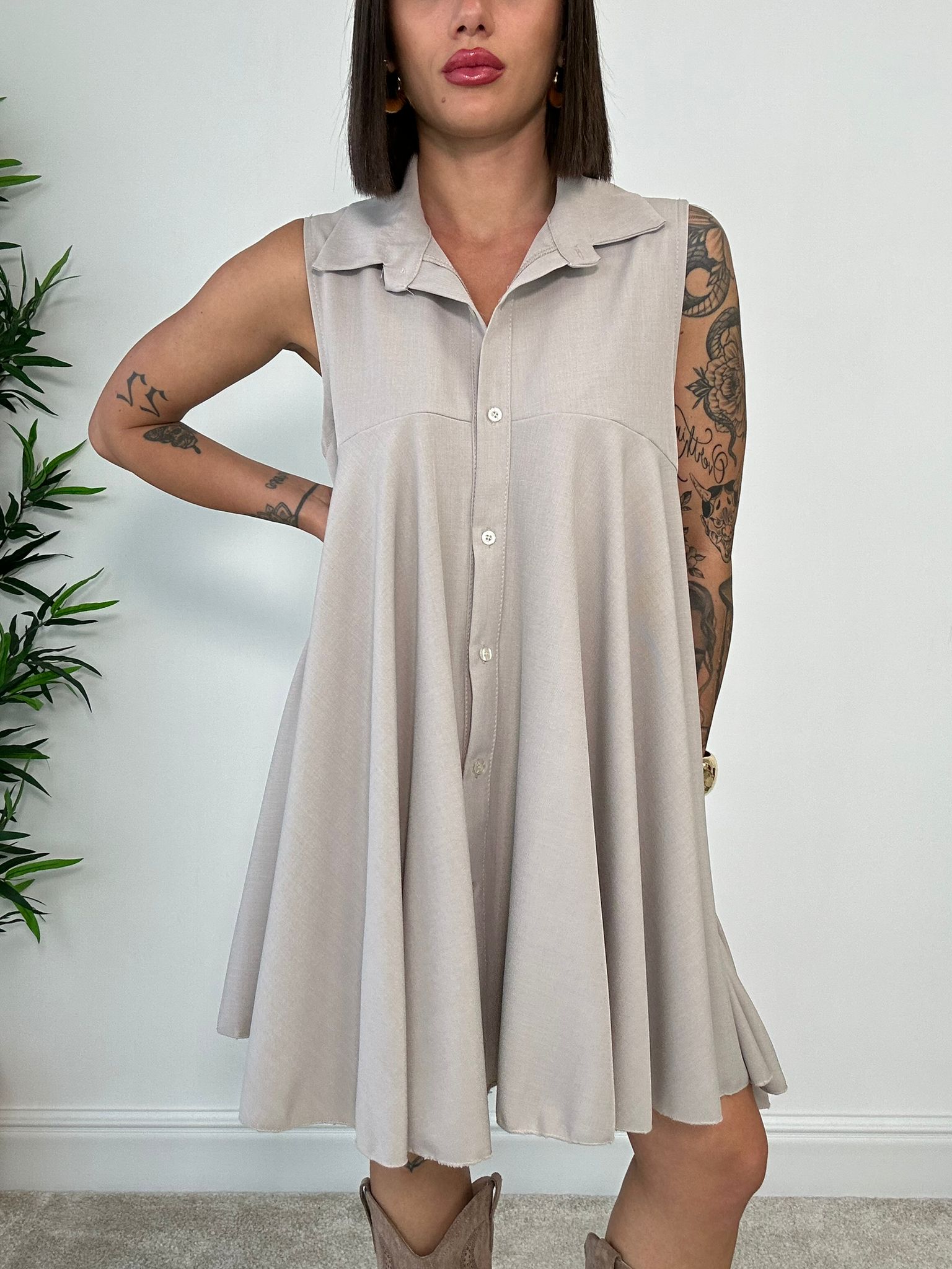 Abito Casual Smanicato - Fango