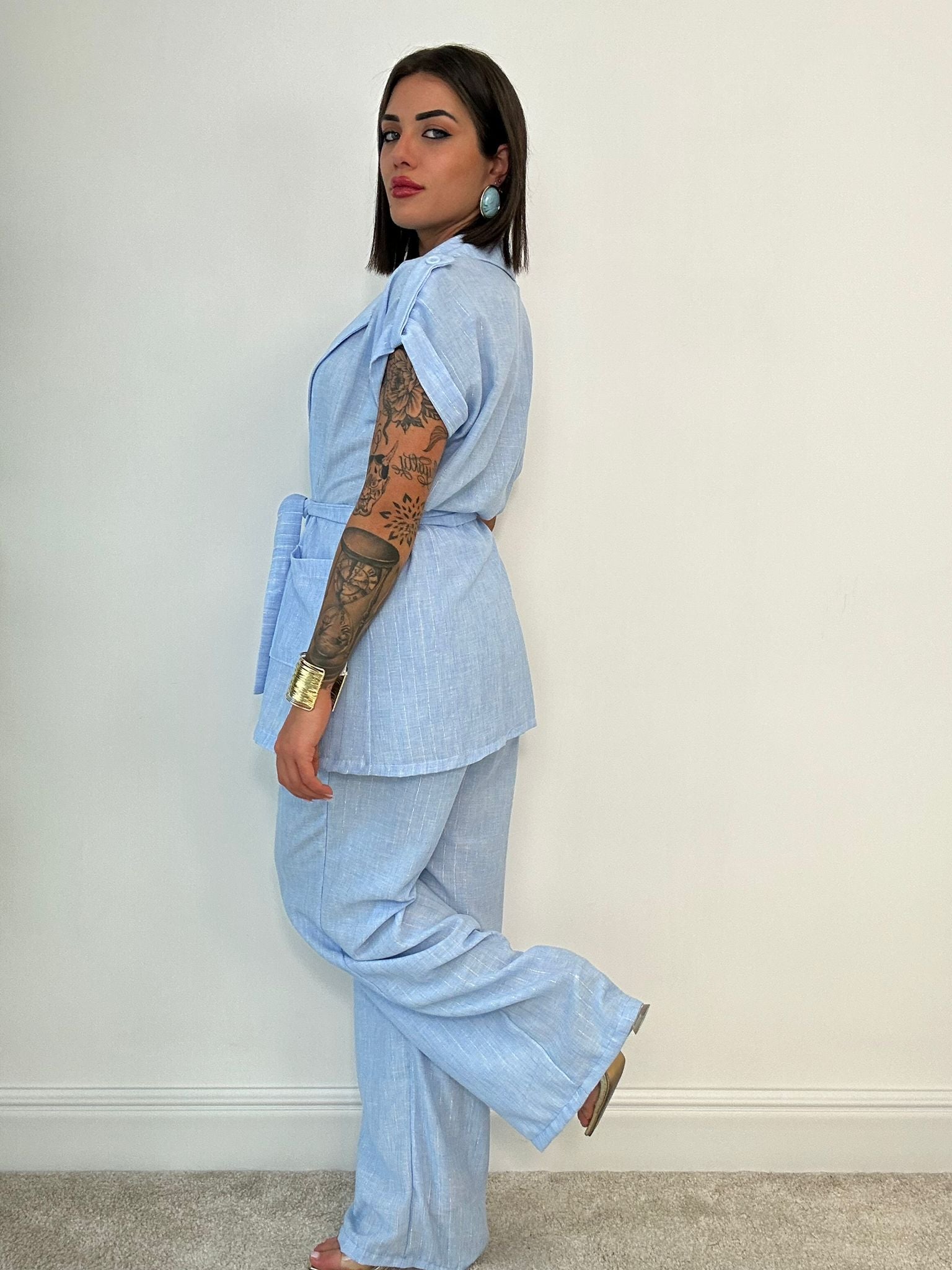 Coordinato Santorini (Giacca + Pantalone) Celeste
