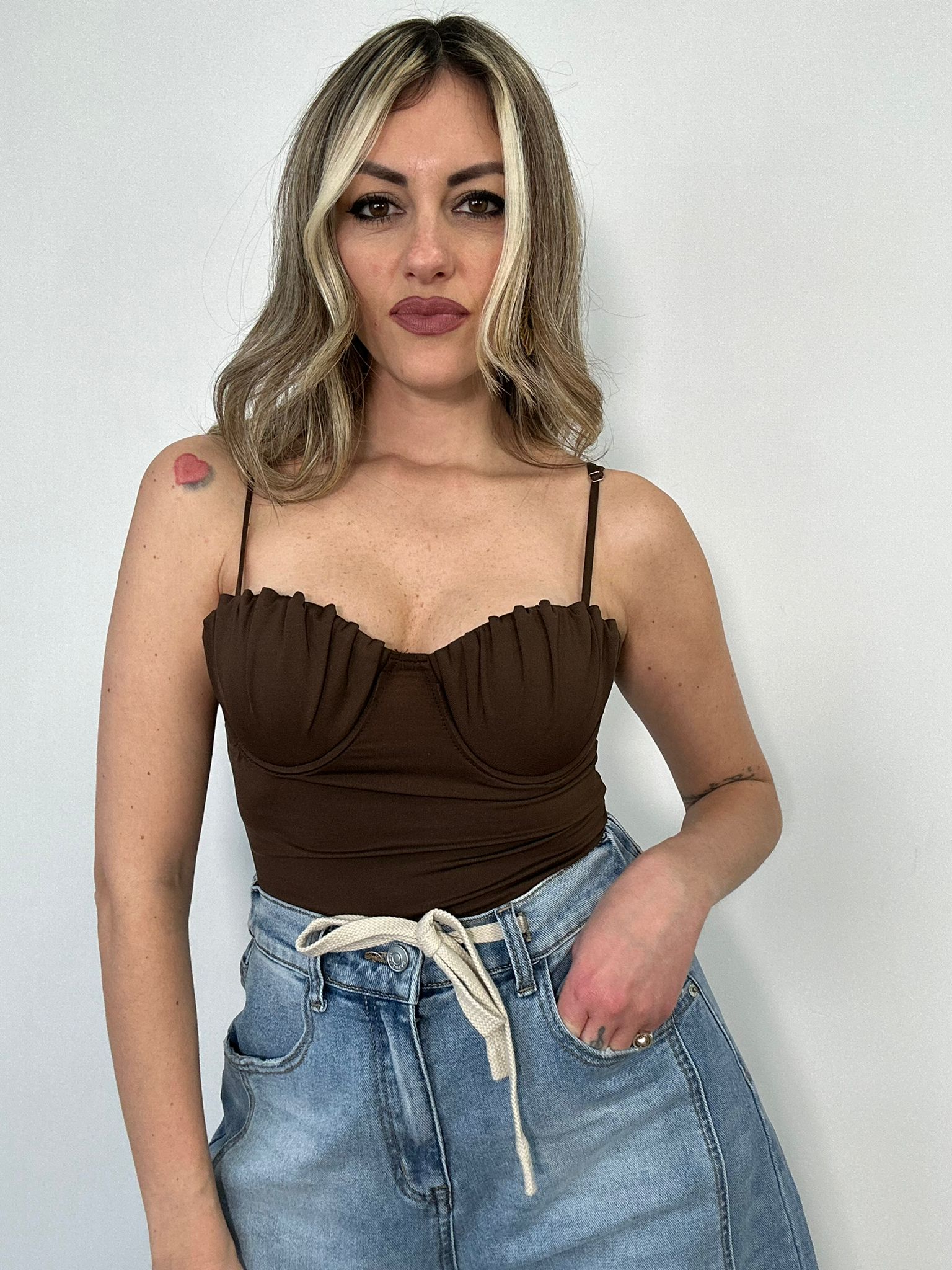 Shell-Bodysuit - Braun