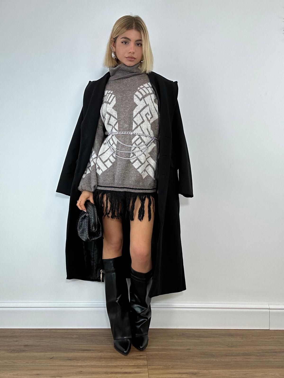 Abito con frange 25870 - Fango