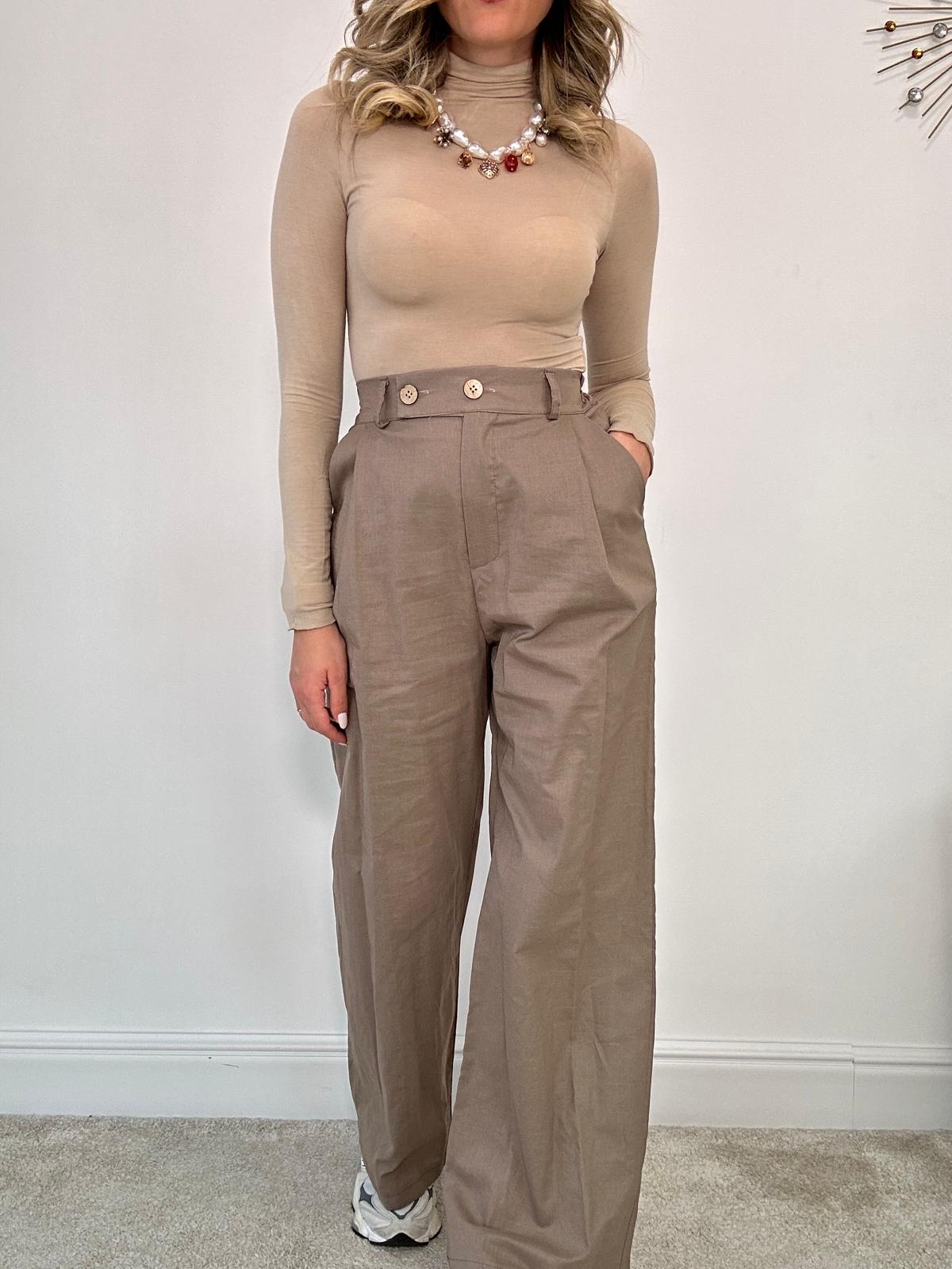 Pantalone in Lino 5845 - Fango