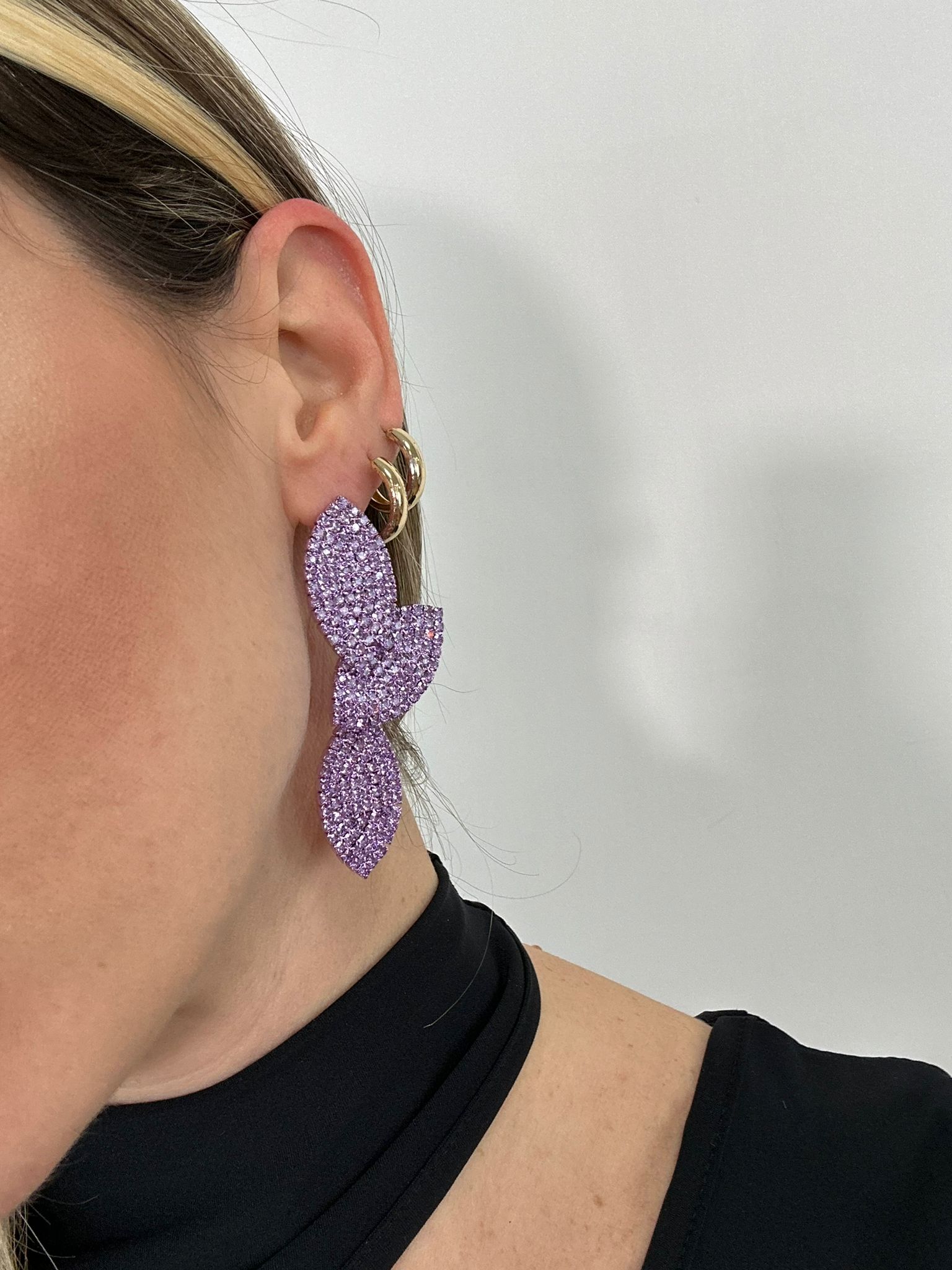 Orecchini mezza foglia - Lilla