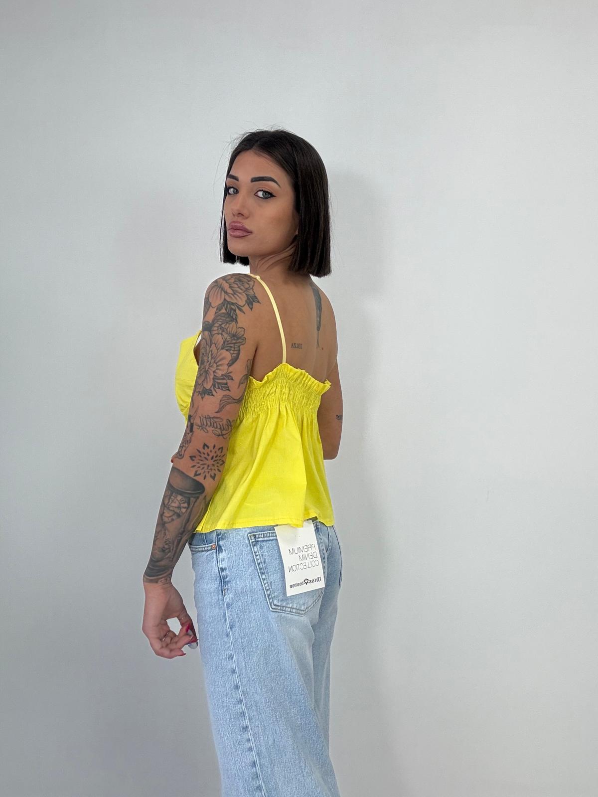 Top con bottoni - Giallo
