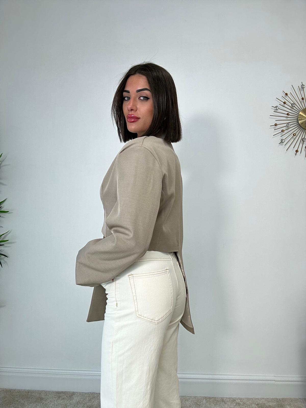Blazer Crop Asimmetrico - Fango