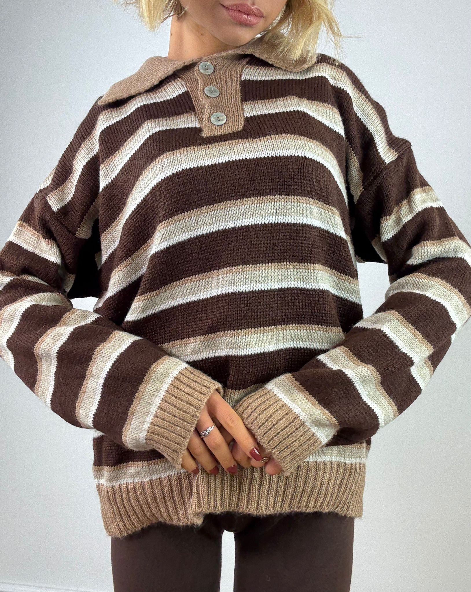 Maglione 33829 - Marrone e Beige