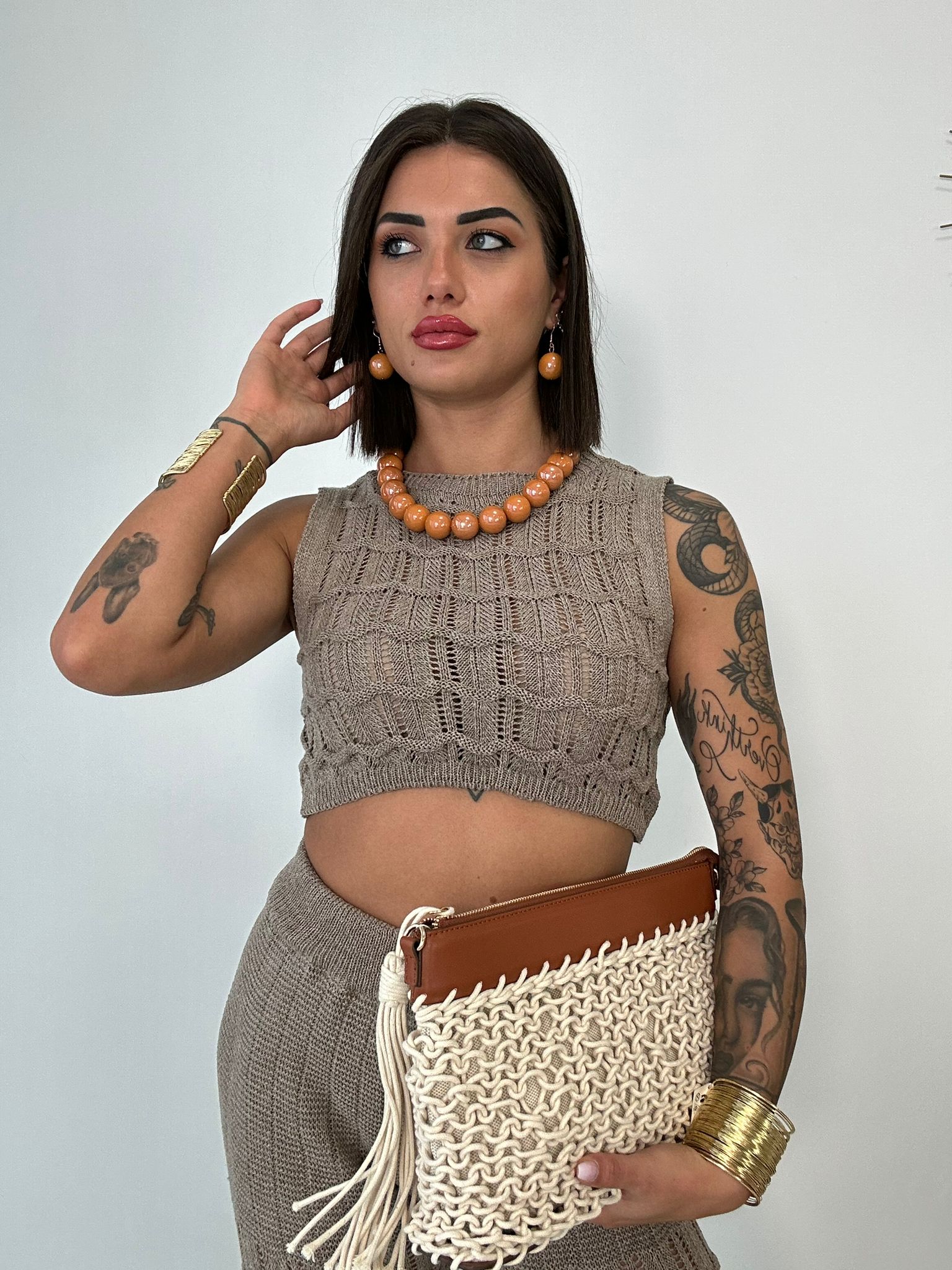 Coordinato "My Summer" (Top + Pantalone) Fango