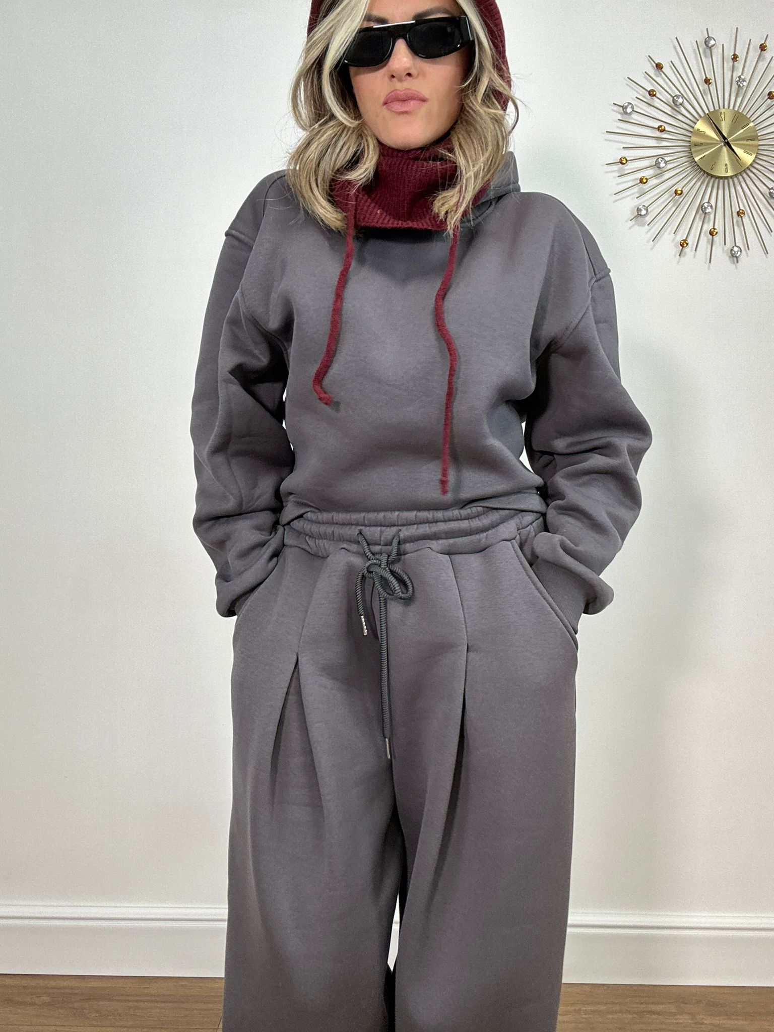 Coordinato Tuta  2657 ( Pantalone + Felpa ) Grigio Scuro