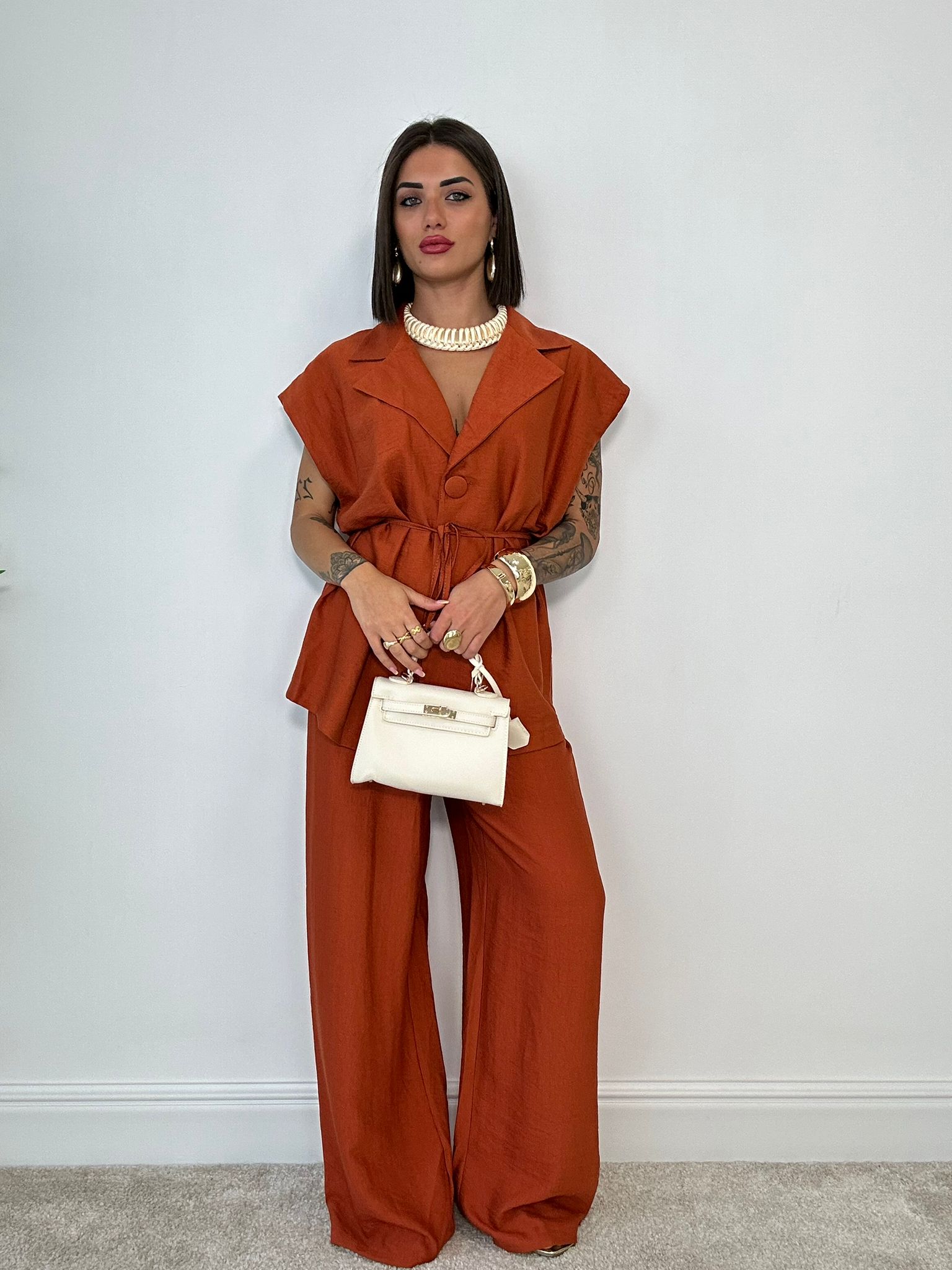 Coordinato Bahamas (Giacca Smanicata + Pantalone) Coccio