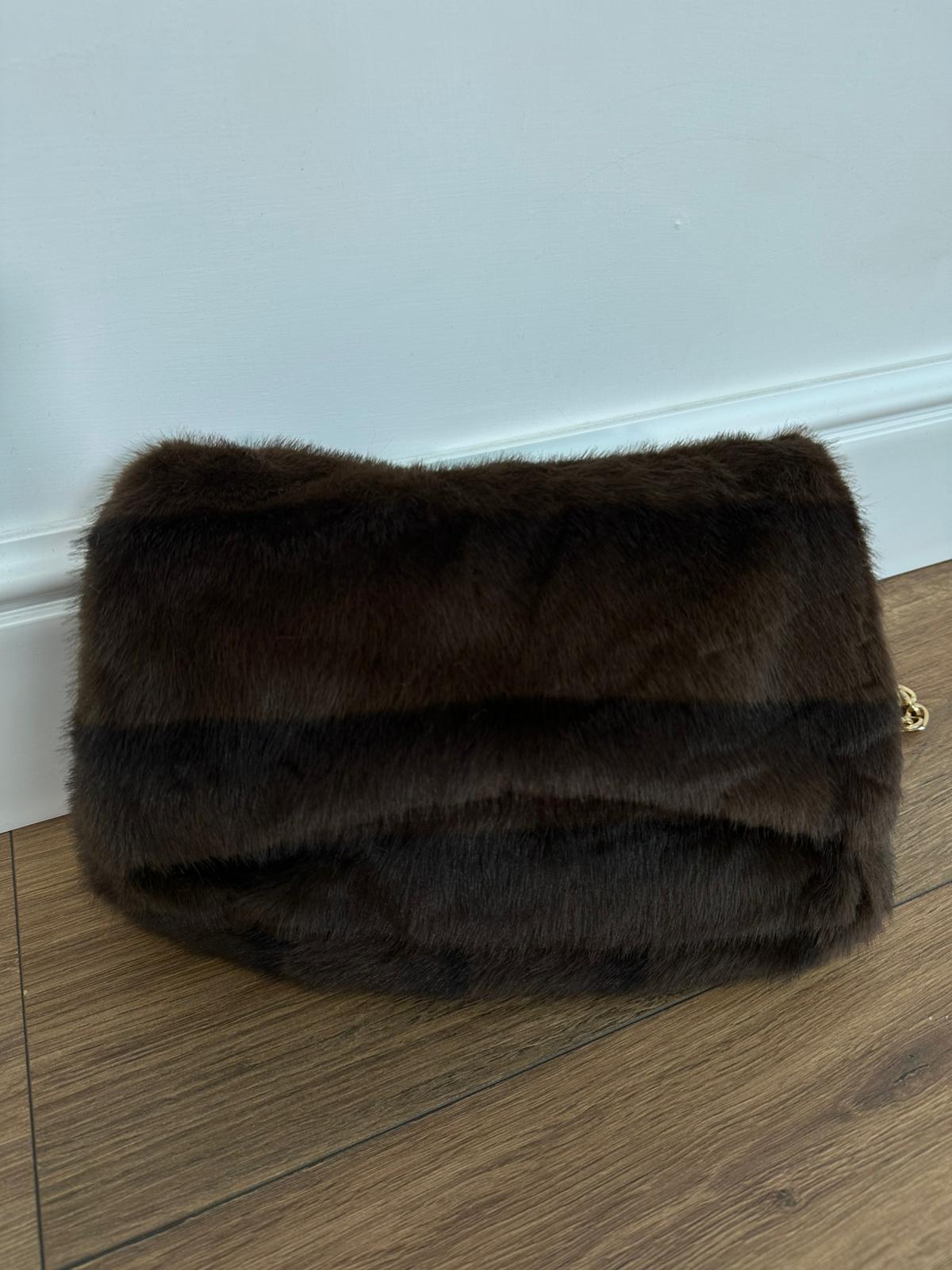 Borsa in eco pelliccia - Marrone