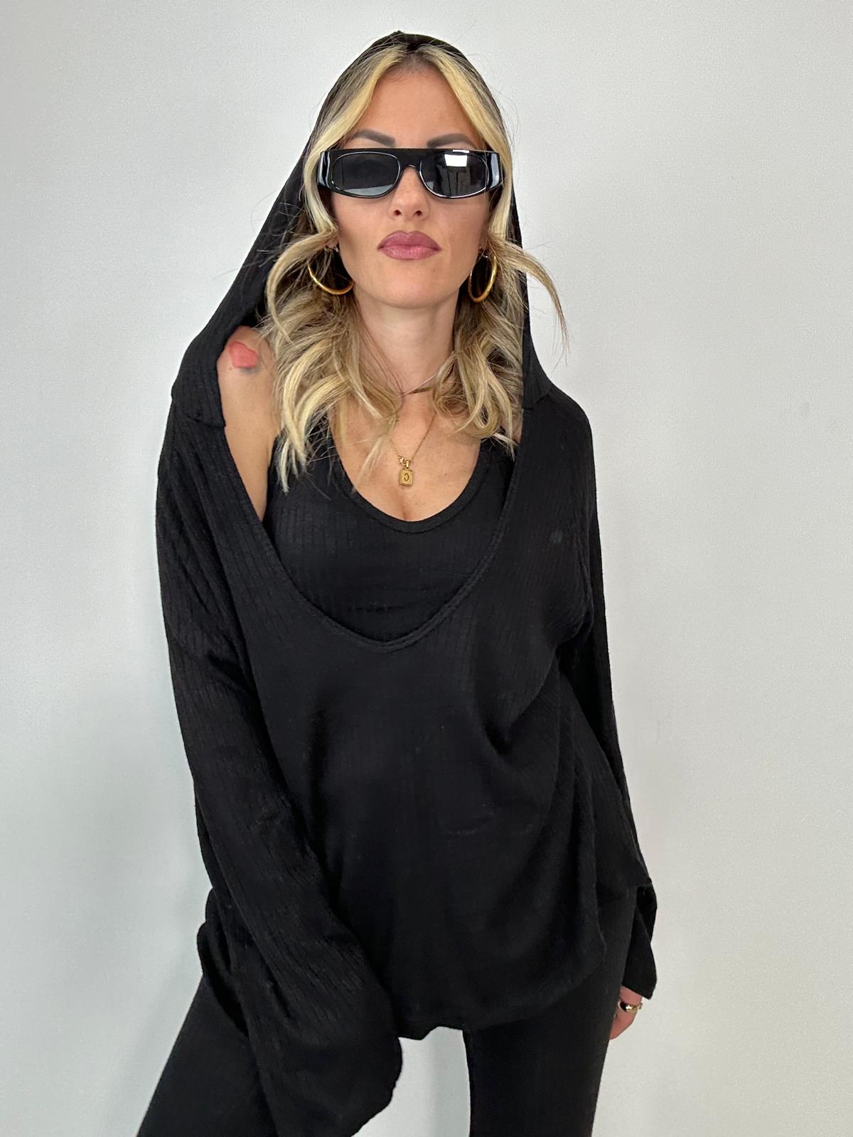 Coordinato ( Pantalone + top + maglia ) Nero