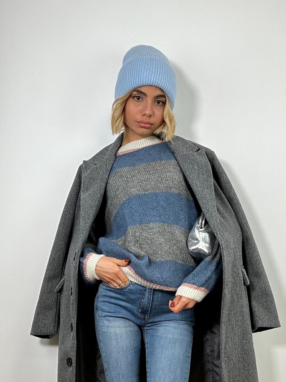 Cappello a Costine - Celeste