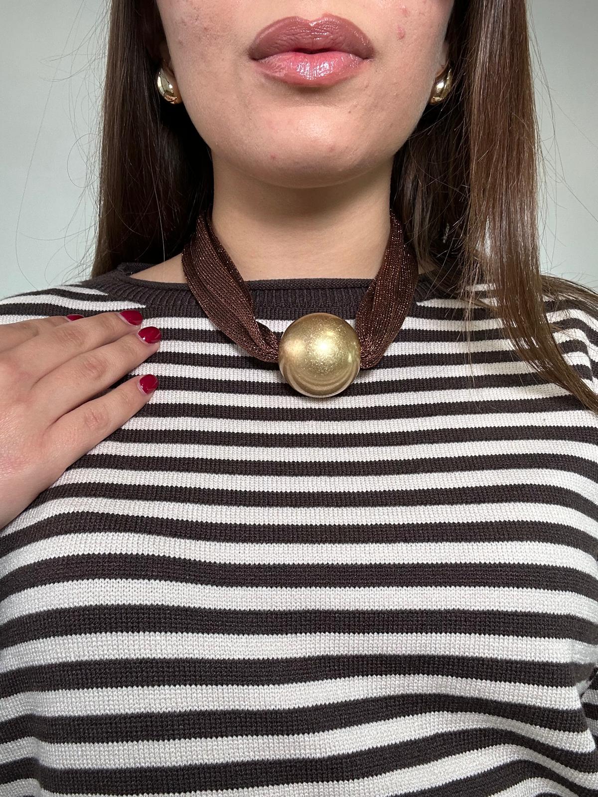 Collana con sfera oro - Marrone