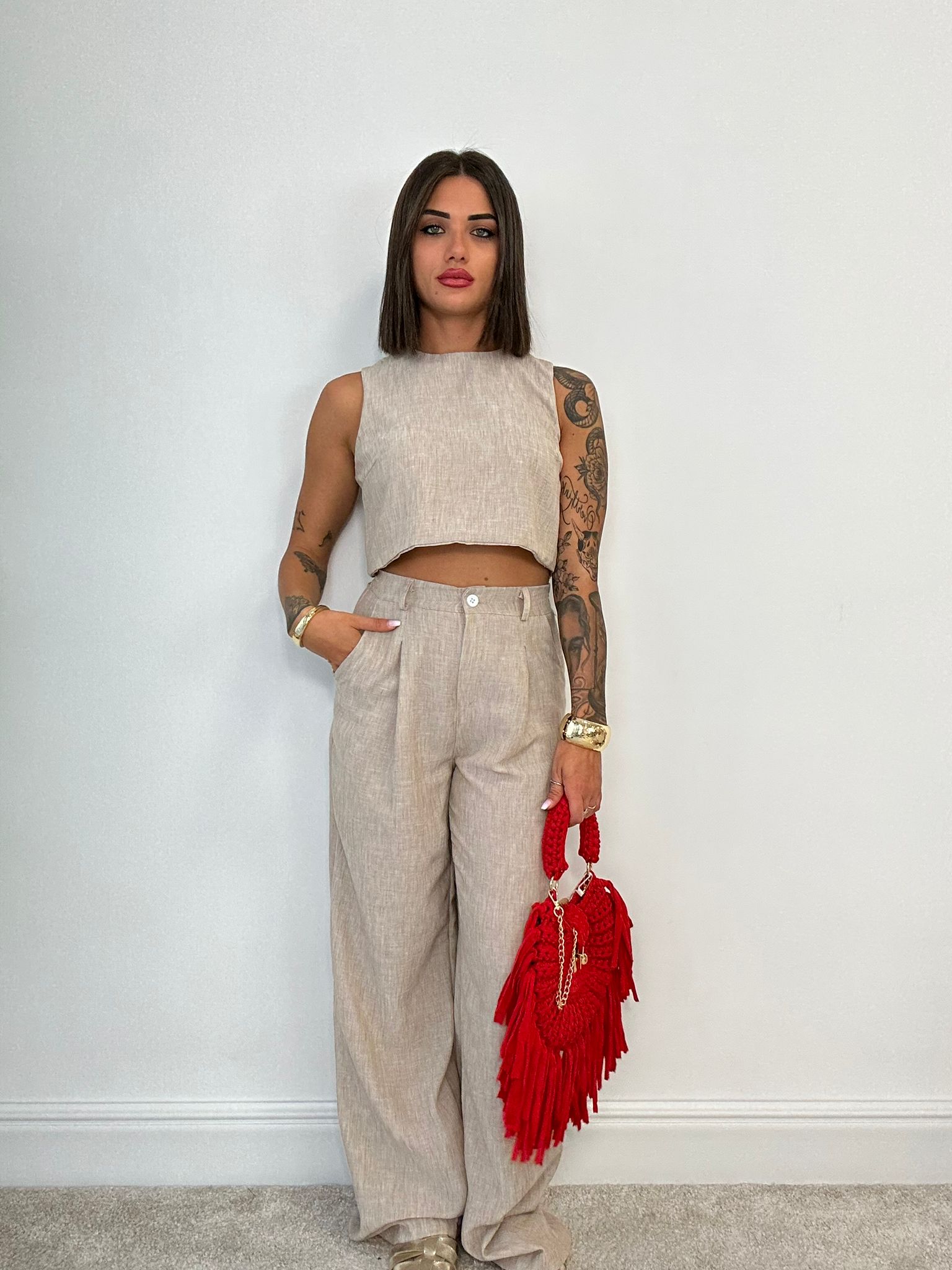 Coordinato Madrid (Top + Pantalone) Beige