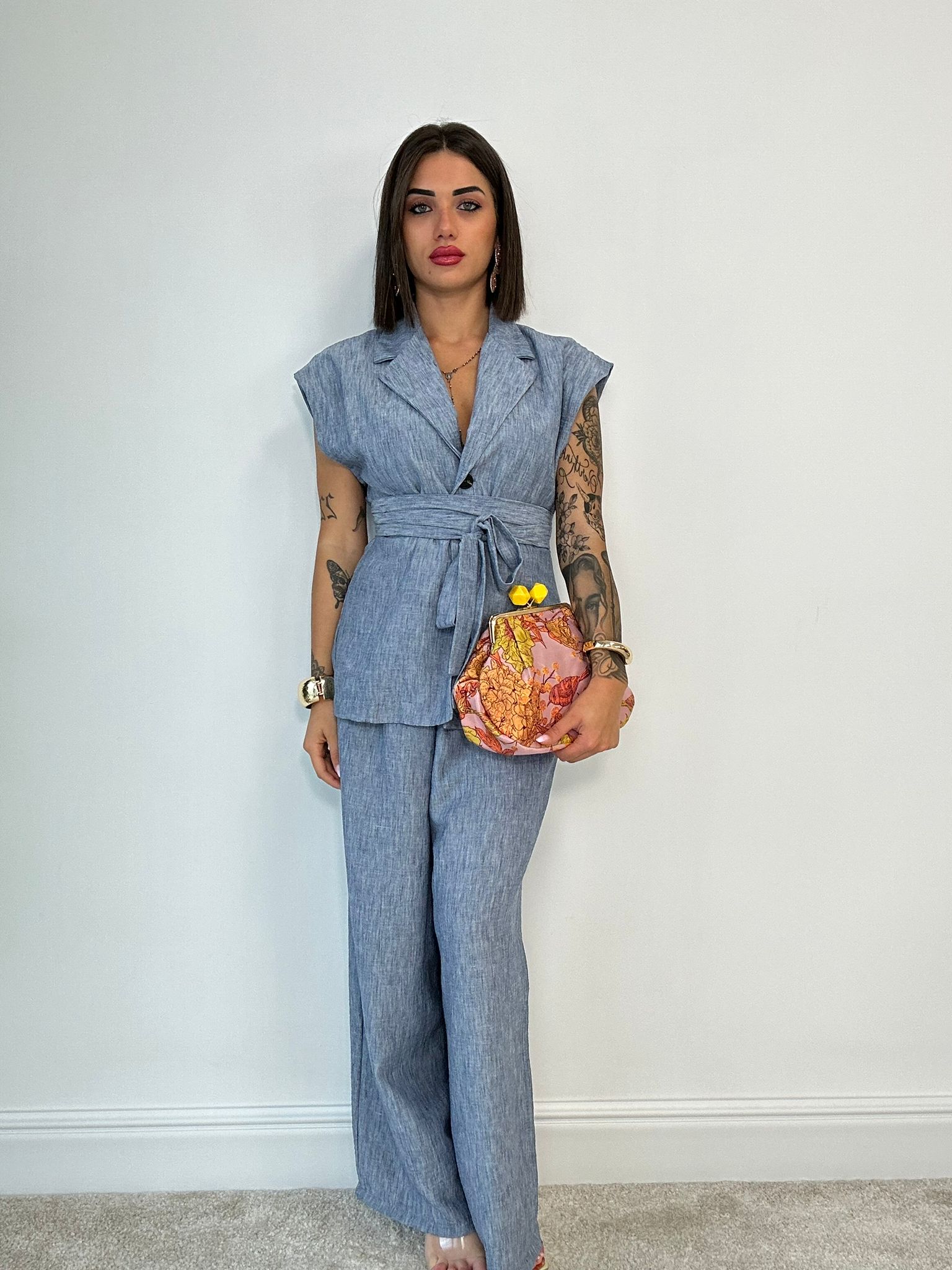 Coordinato Nizza (Blazer Smanicata + Pantalone) Avio