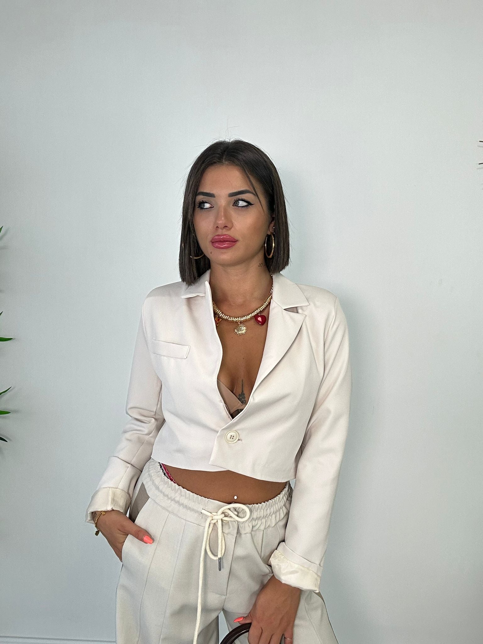 Blazer Crop - Panna